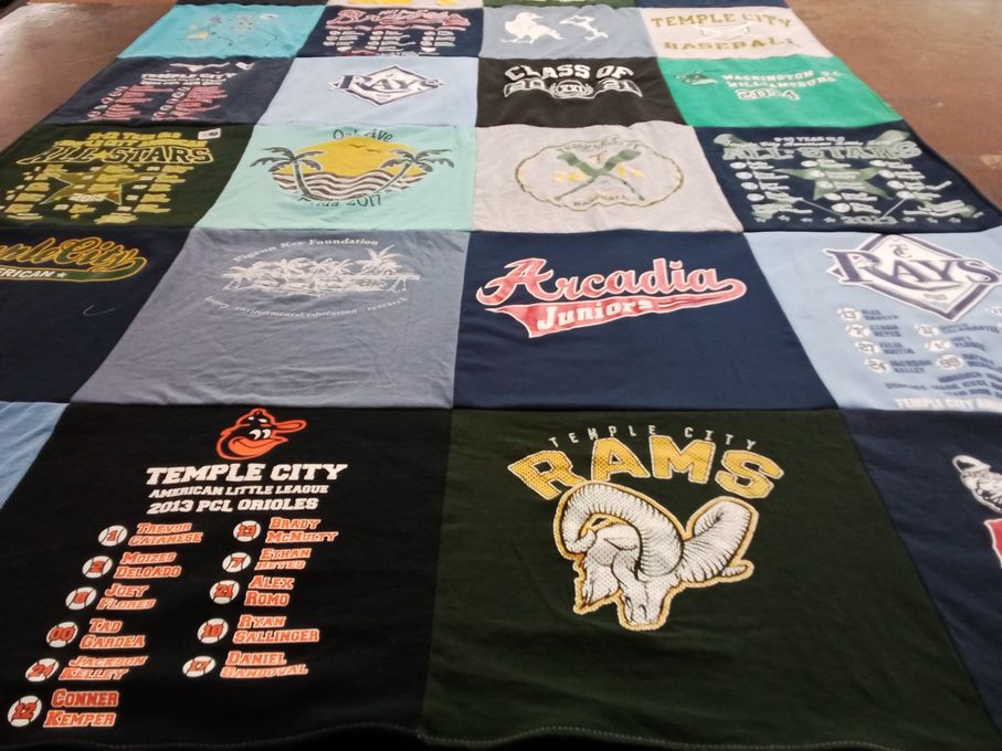 T-shirt quilt featuring temple city rams, arcadia juniors by Jennifer from CA