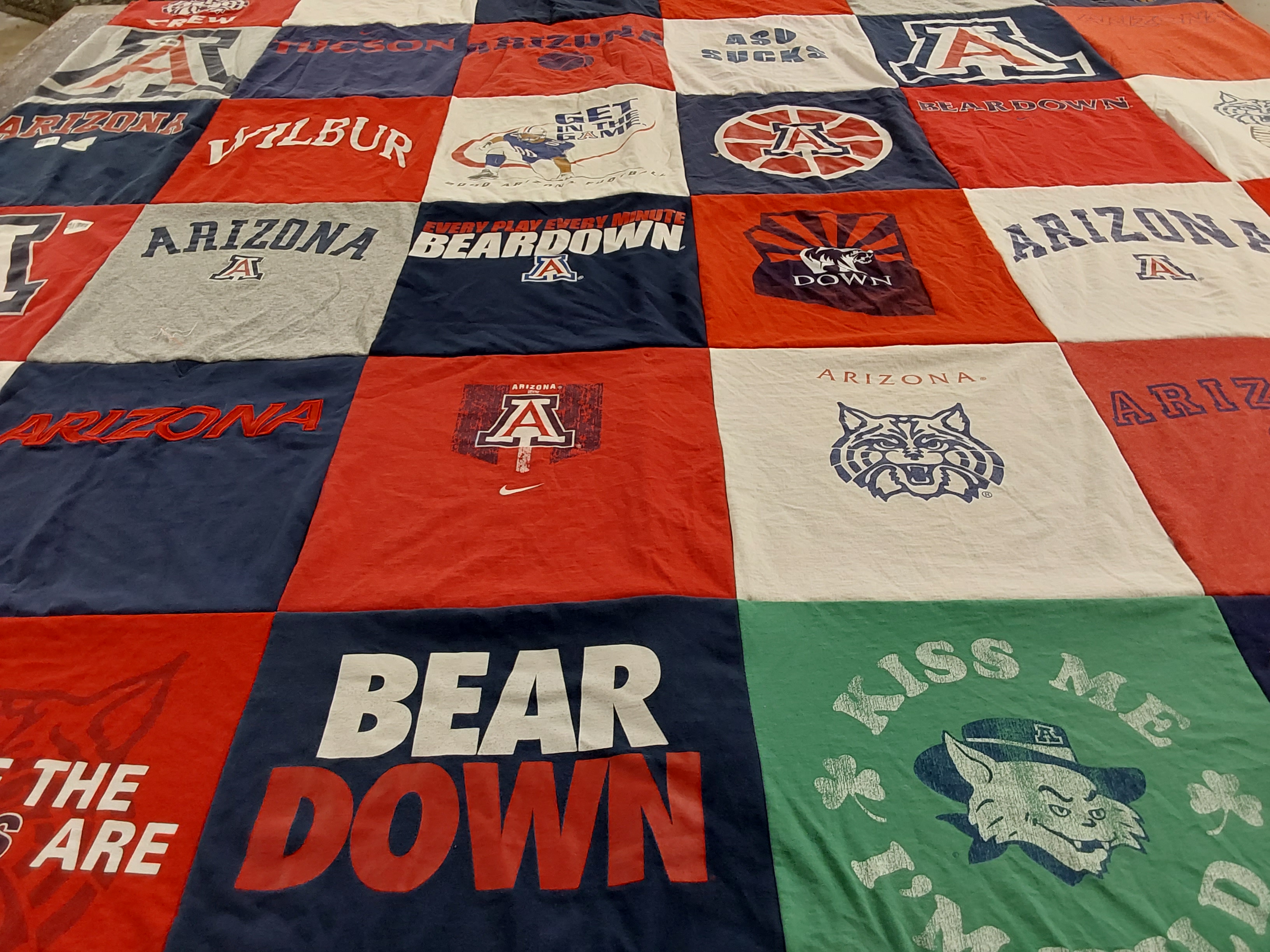 T-shirt quilt featuring university of arizona wildcats by Kevin from CA