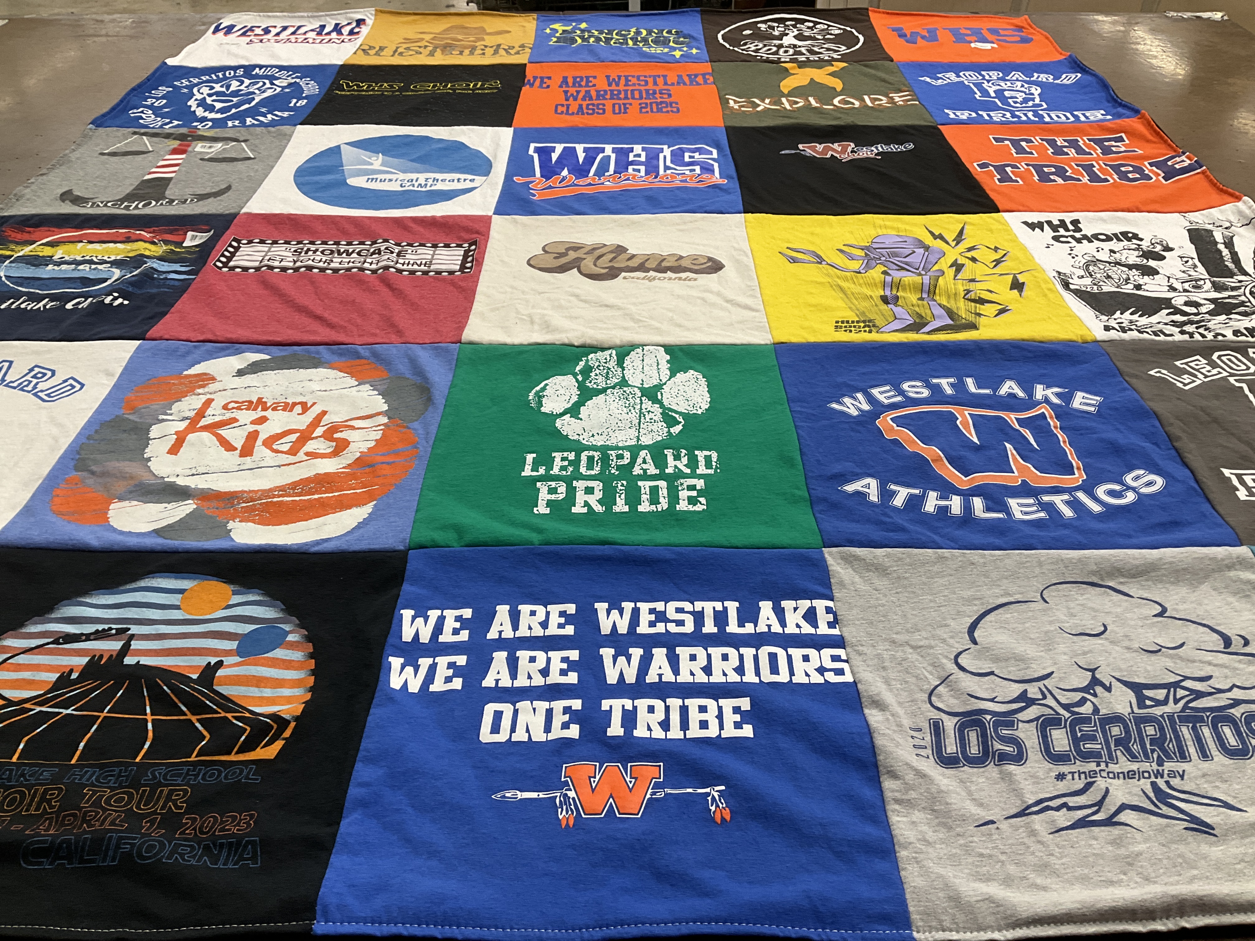 T-shirt quilt featuring westlake athletic team, leopard team by Kristi from CA