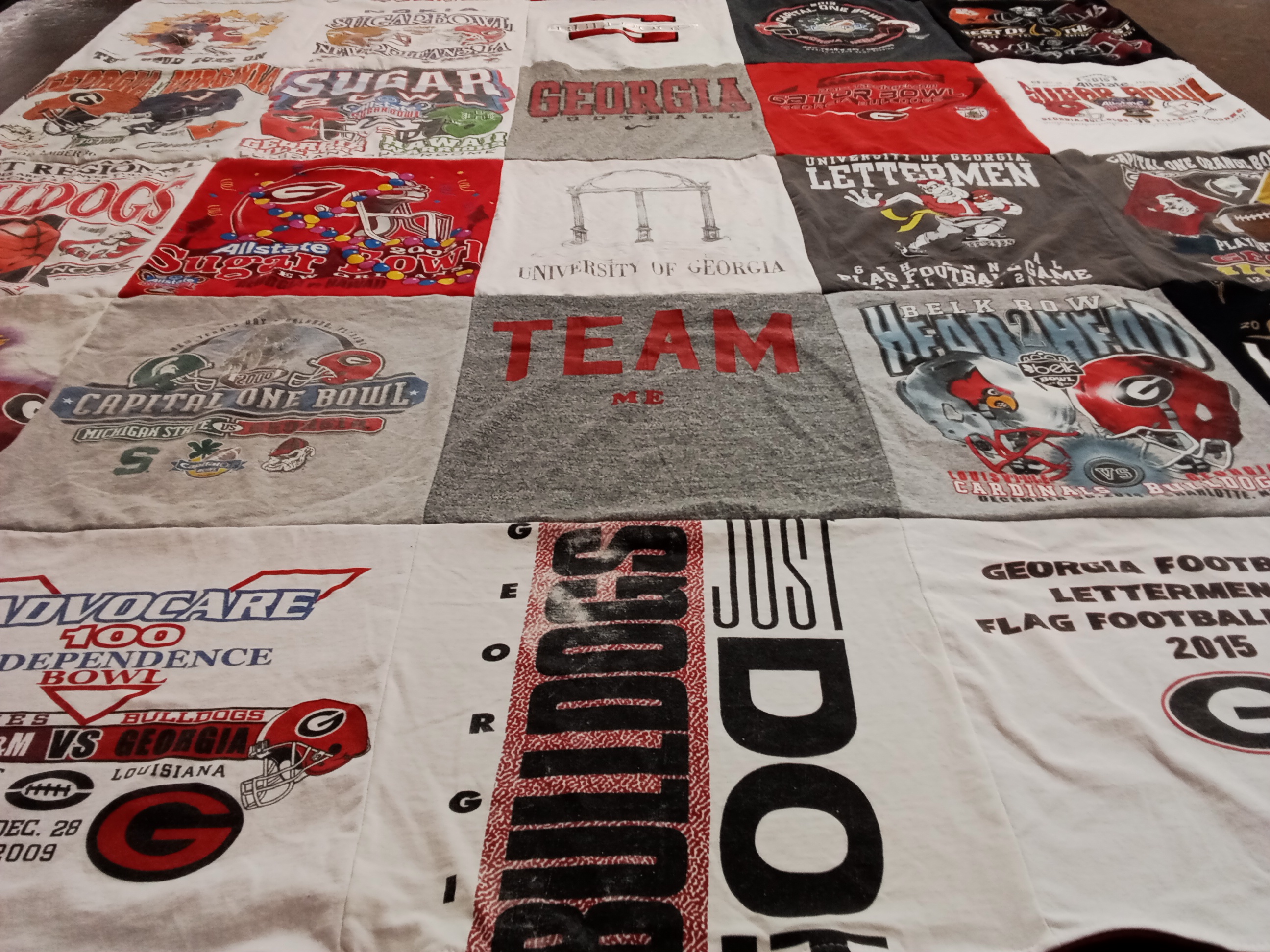 T-shirt quilt featuring georgia bulldogs by Carter from AL