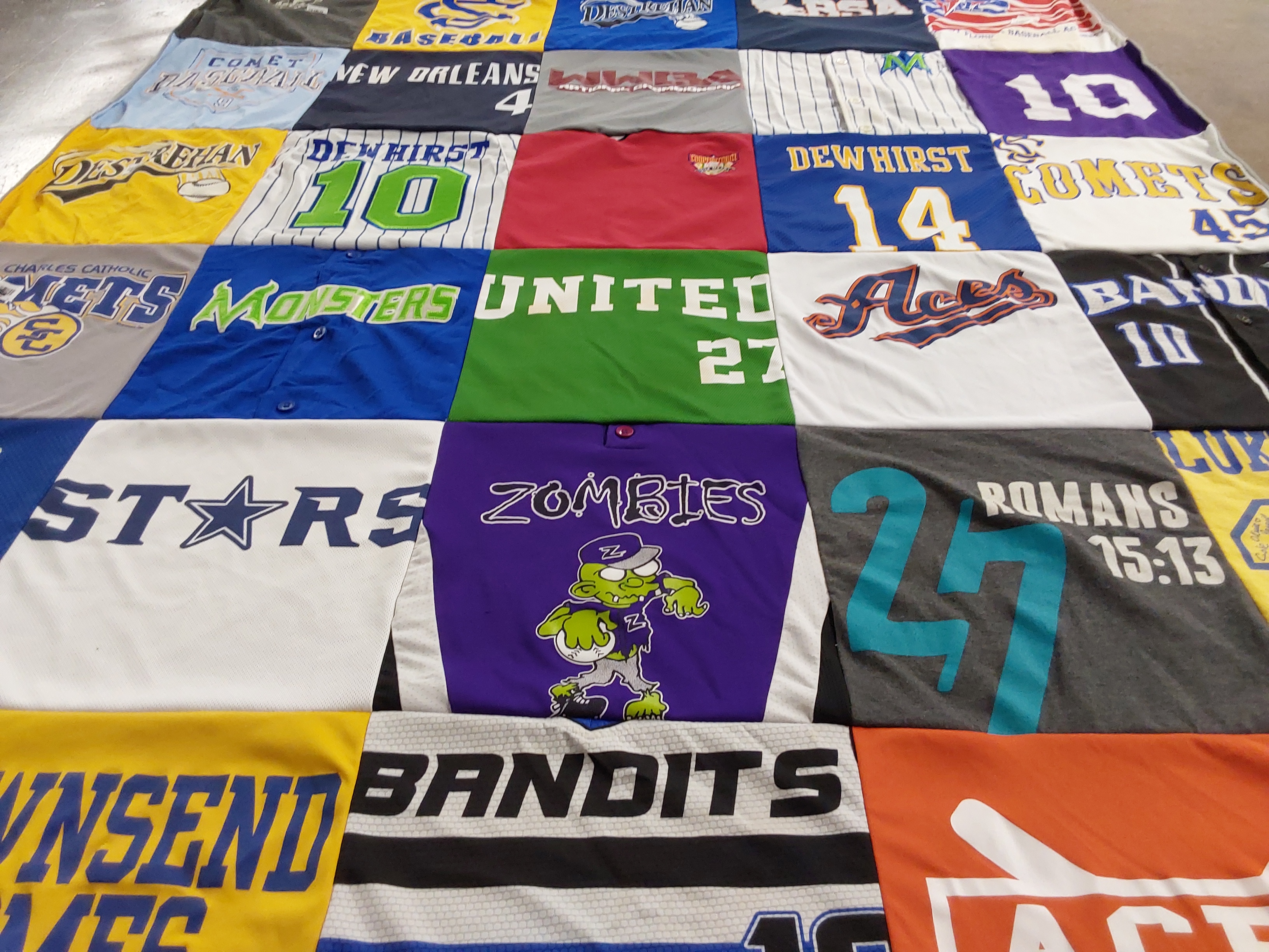 T-shirt quilt featuring comets, aces by joseph from LA