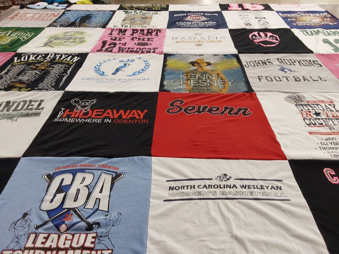 T-shirt quilt featuring north carolina wesleyan women's basketball, johns hopkins football by Charlene from FL