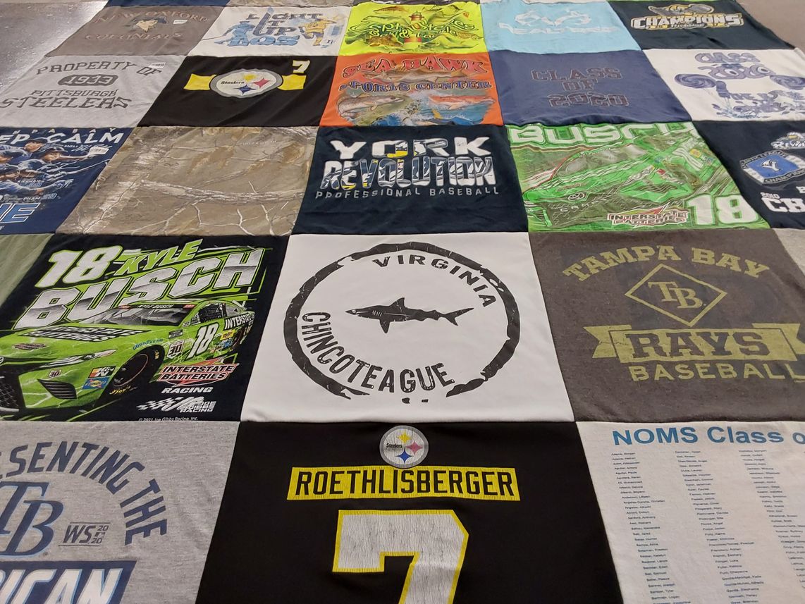 T-shirt quilt featuring tampa bay rays, pittsburgh steelers by Tracy from PA
