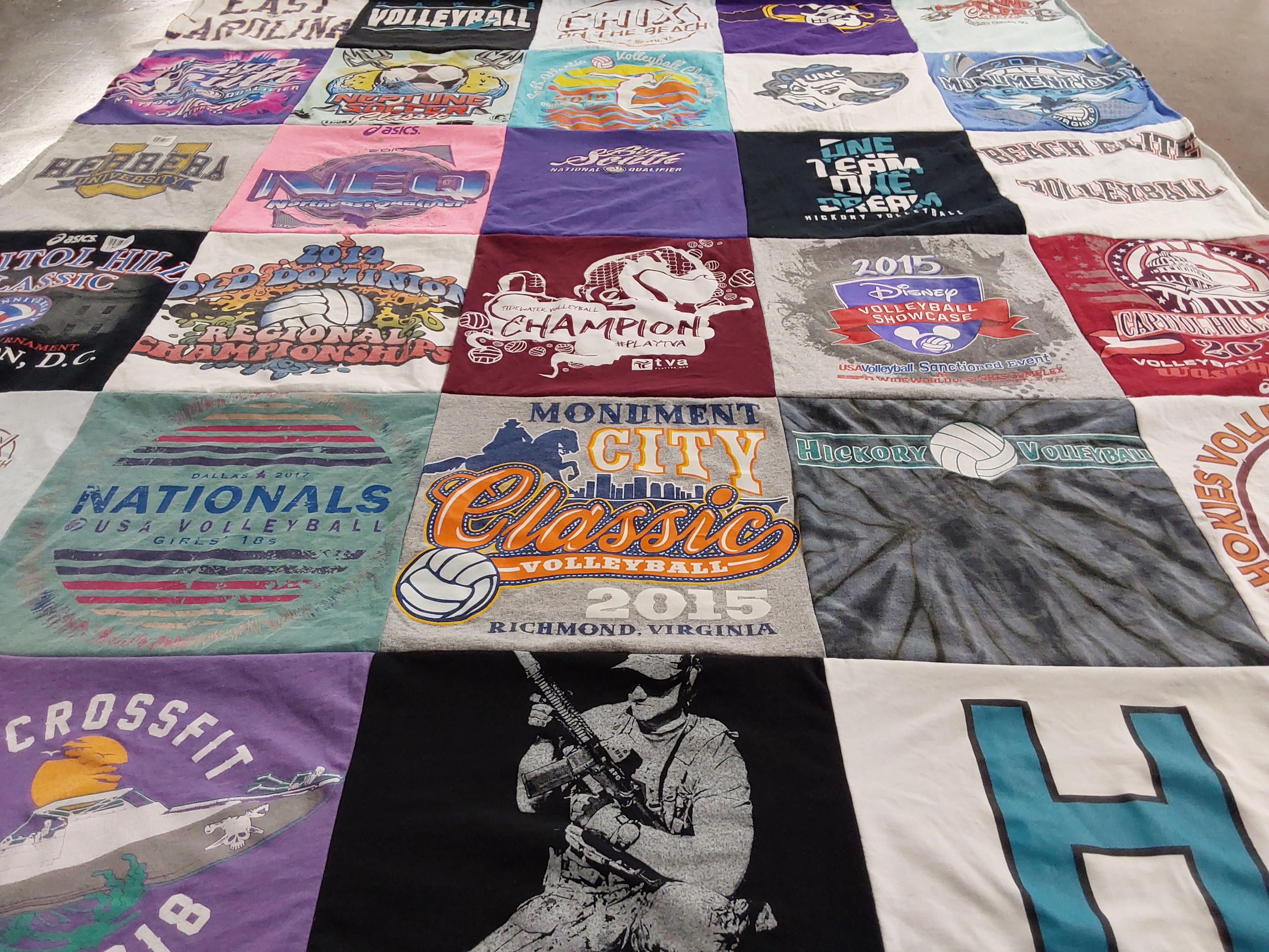 T-shirt quilt with volleyball, sports themes by Traci from VA