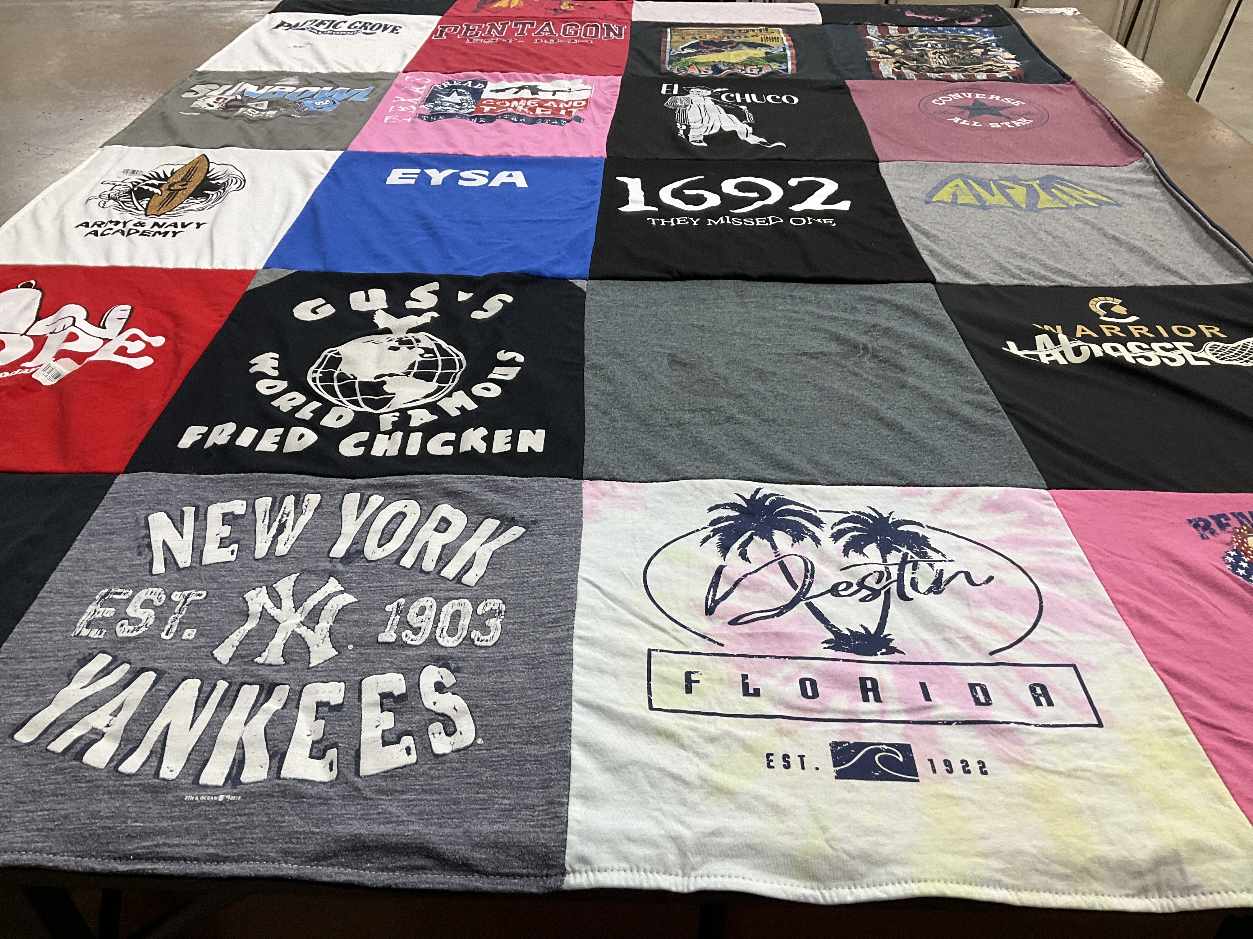 T-shirt quilt with food, sports themes by Roland from CA