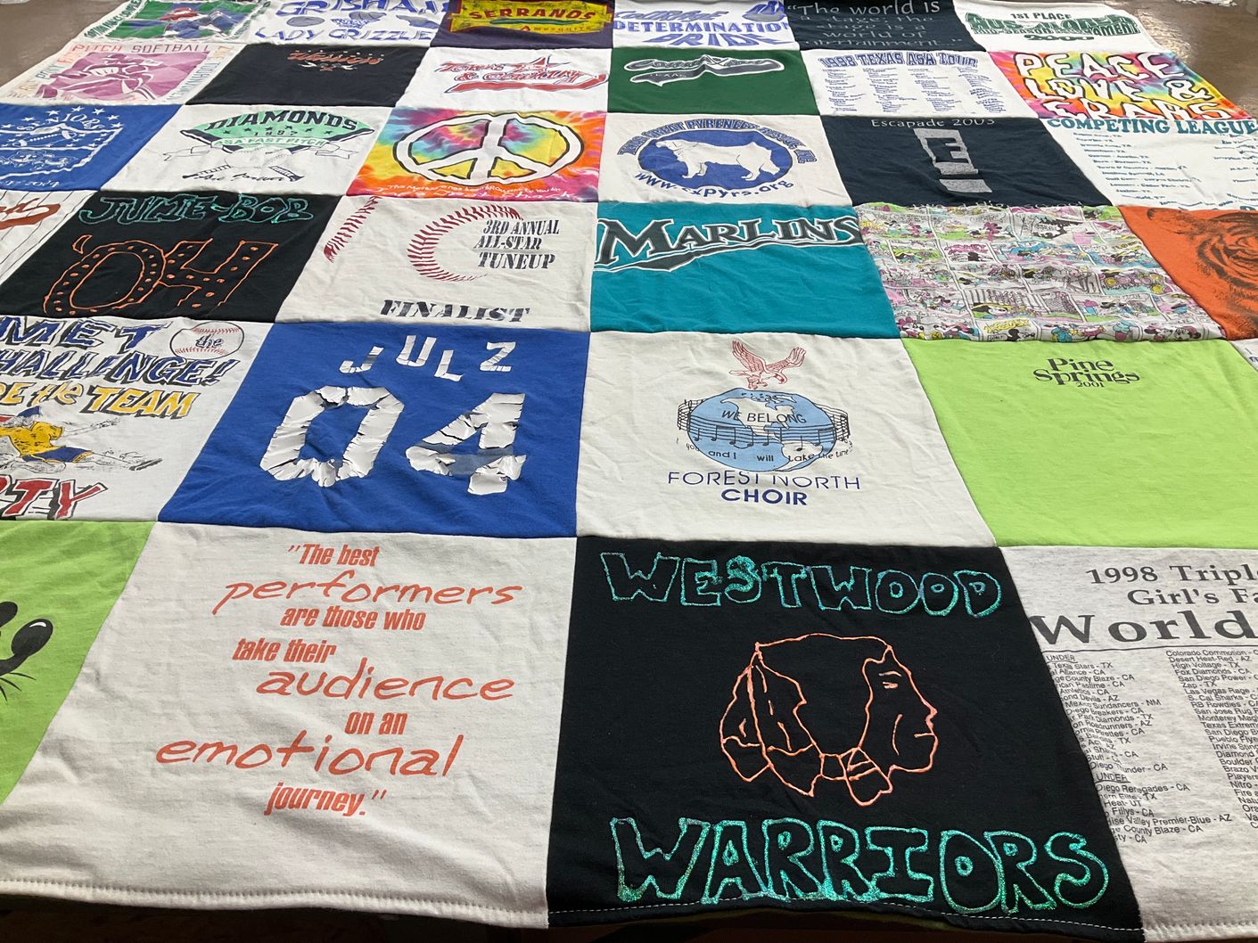 T-shirt quilt featuring westwood warriors by Blynda from TX