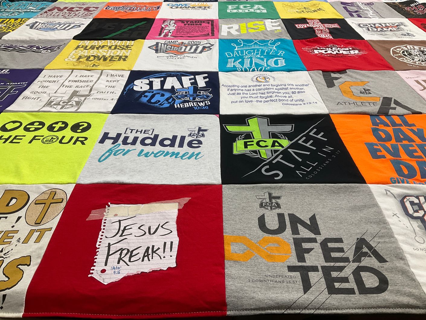 T-shirt quilt with faith, sports themes by DeCole from SC