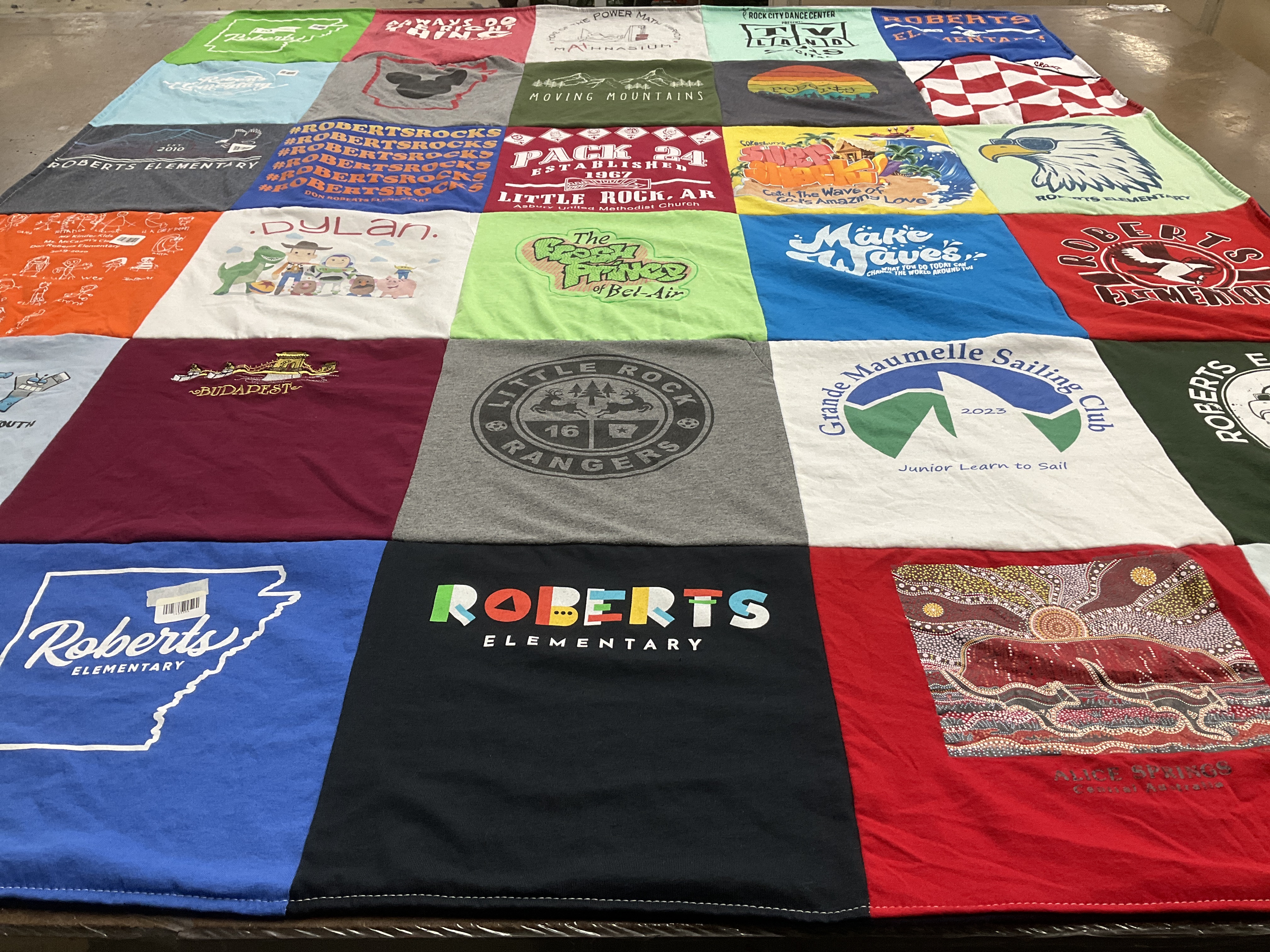 T-shirt quilt featuring little rock rangers by Betsy from AR