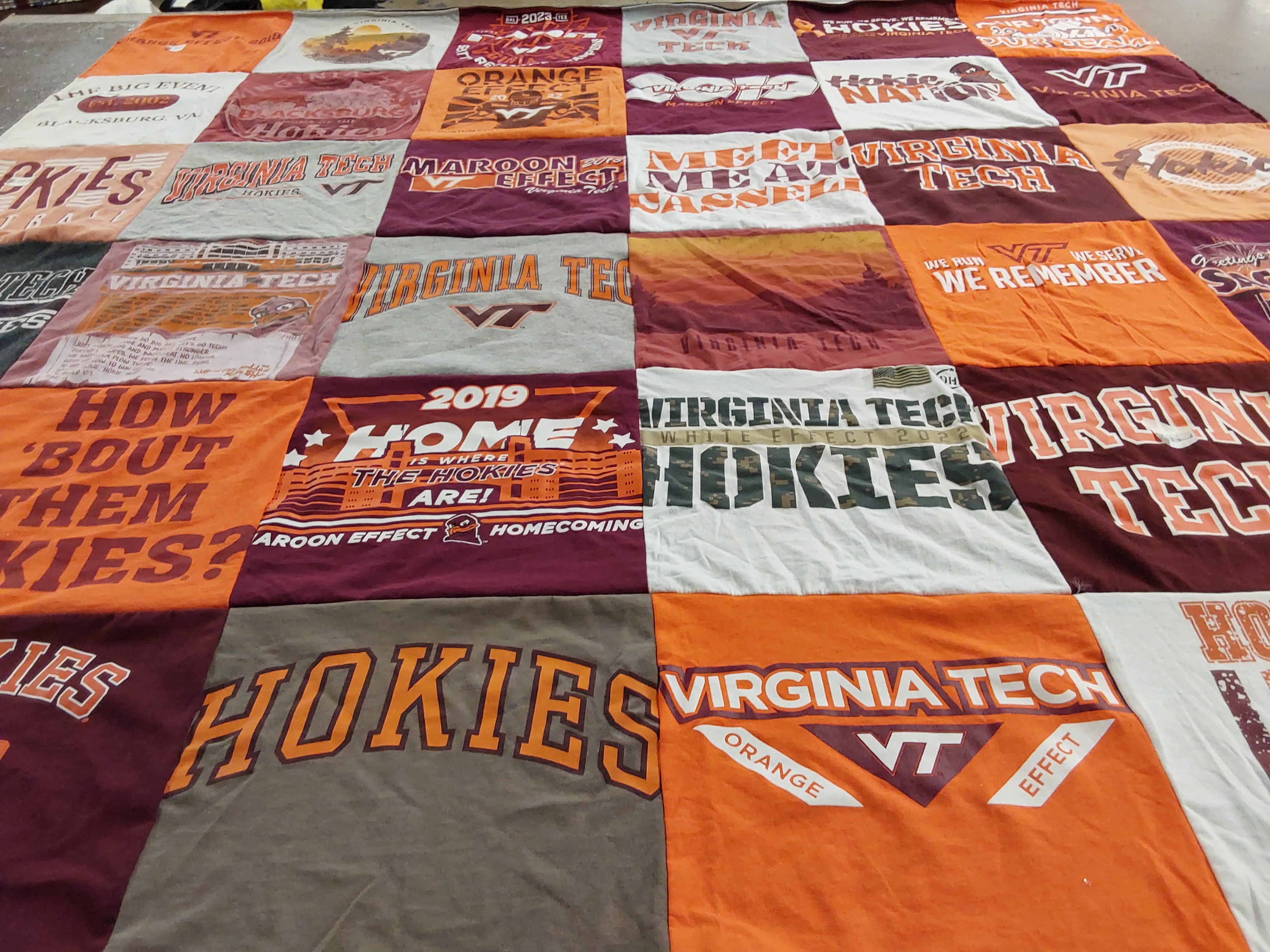 T-shirt quilt featuring virginia tech hokies by Allie from VA