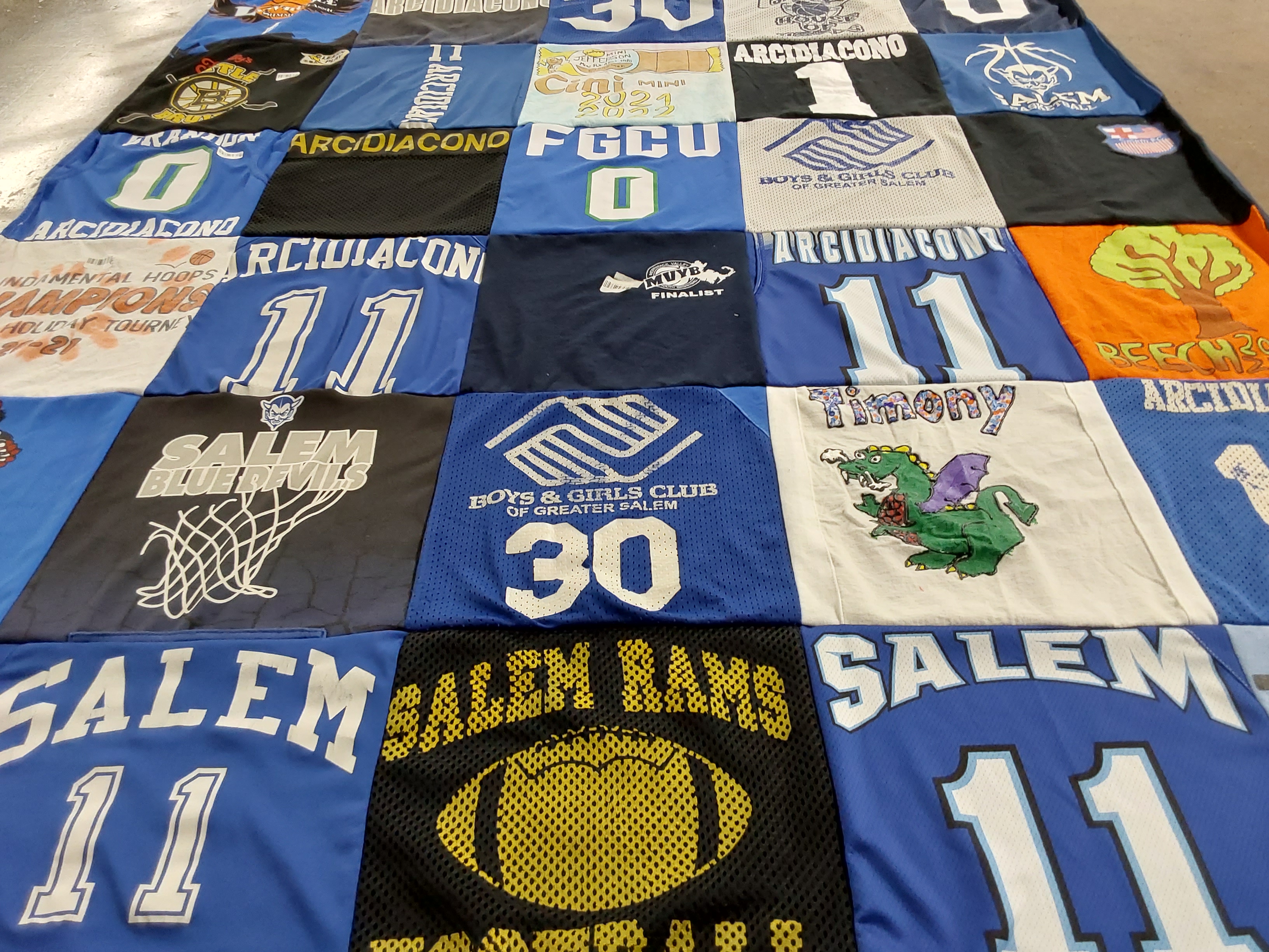 T-shirt quilt featuring salem high school blue devils by Samantha from NH