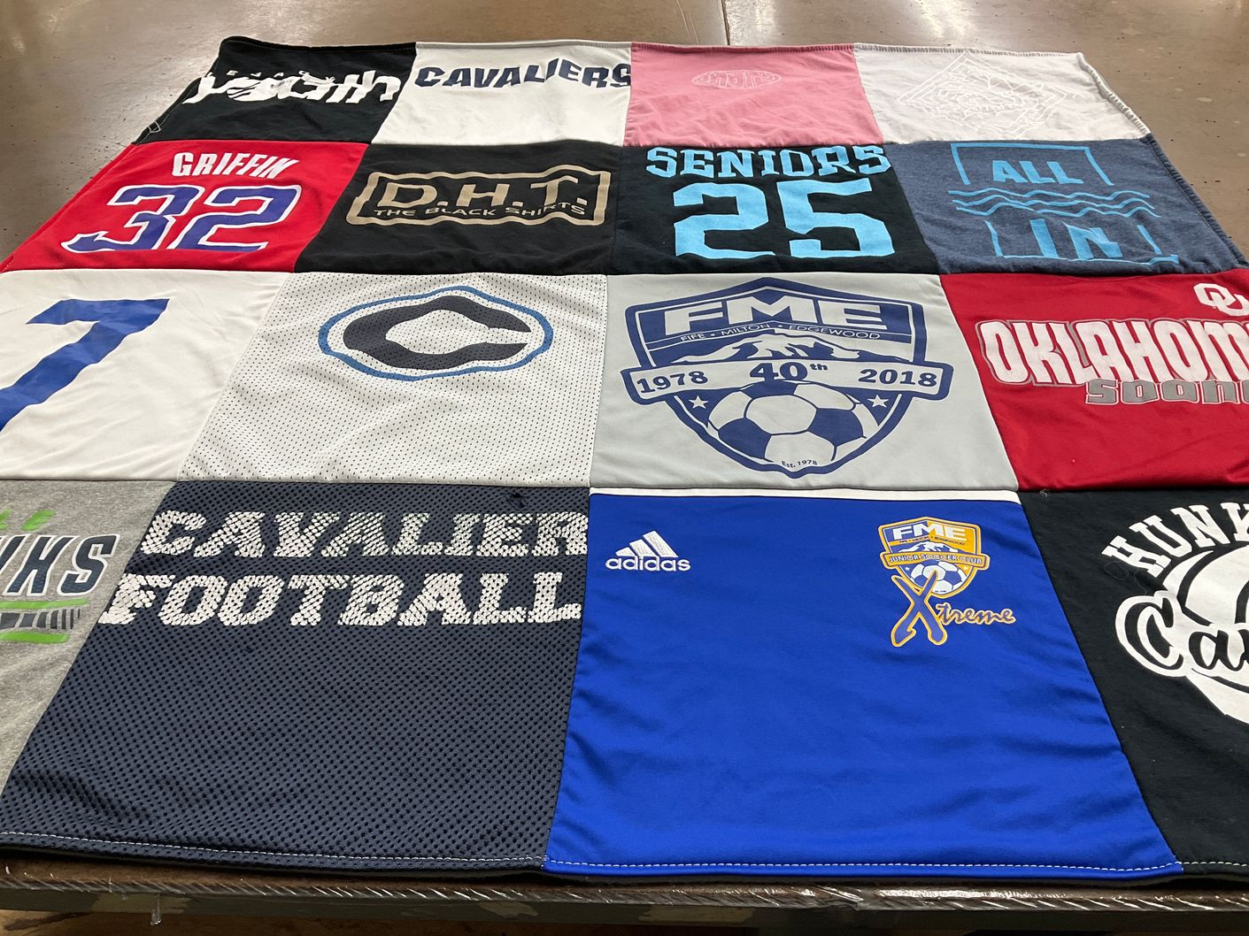T-shirt quilt featuring cavalier football, oklahoma sooners by Michelle from CA
