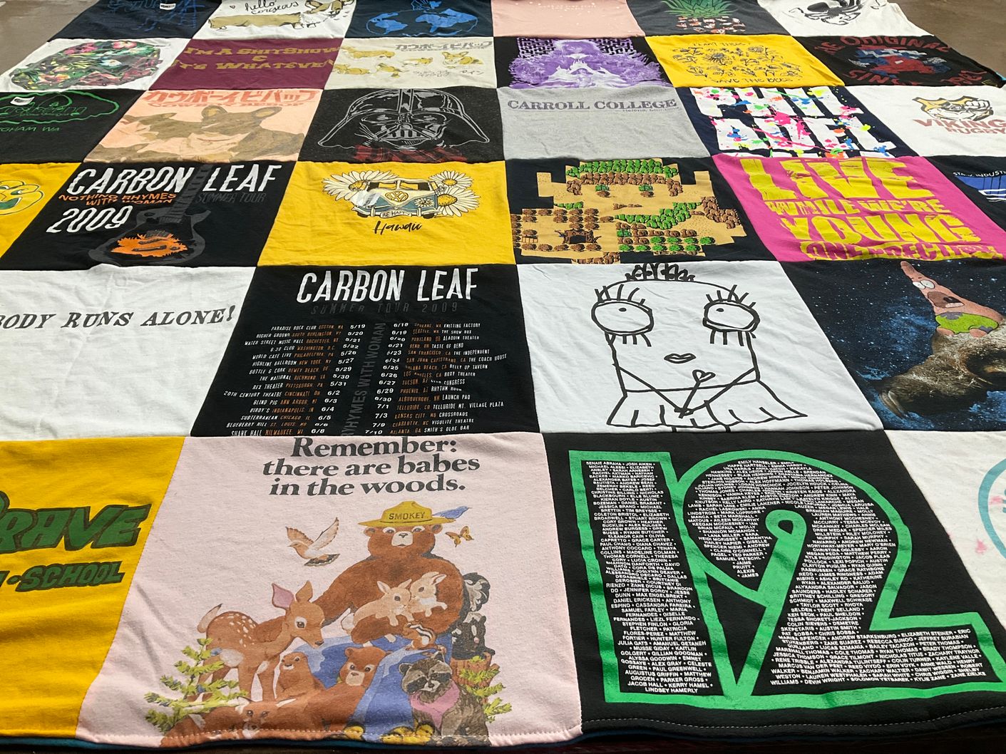 T-shirt quilt from carroll college by Claudia from WA