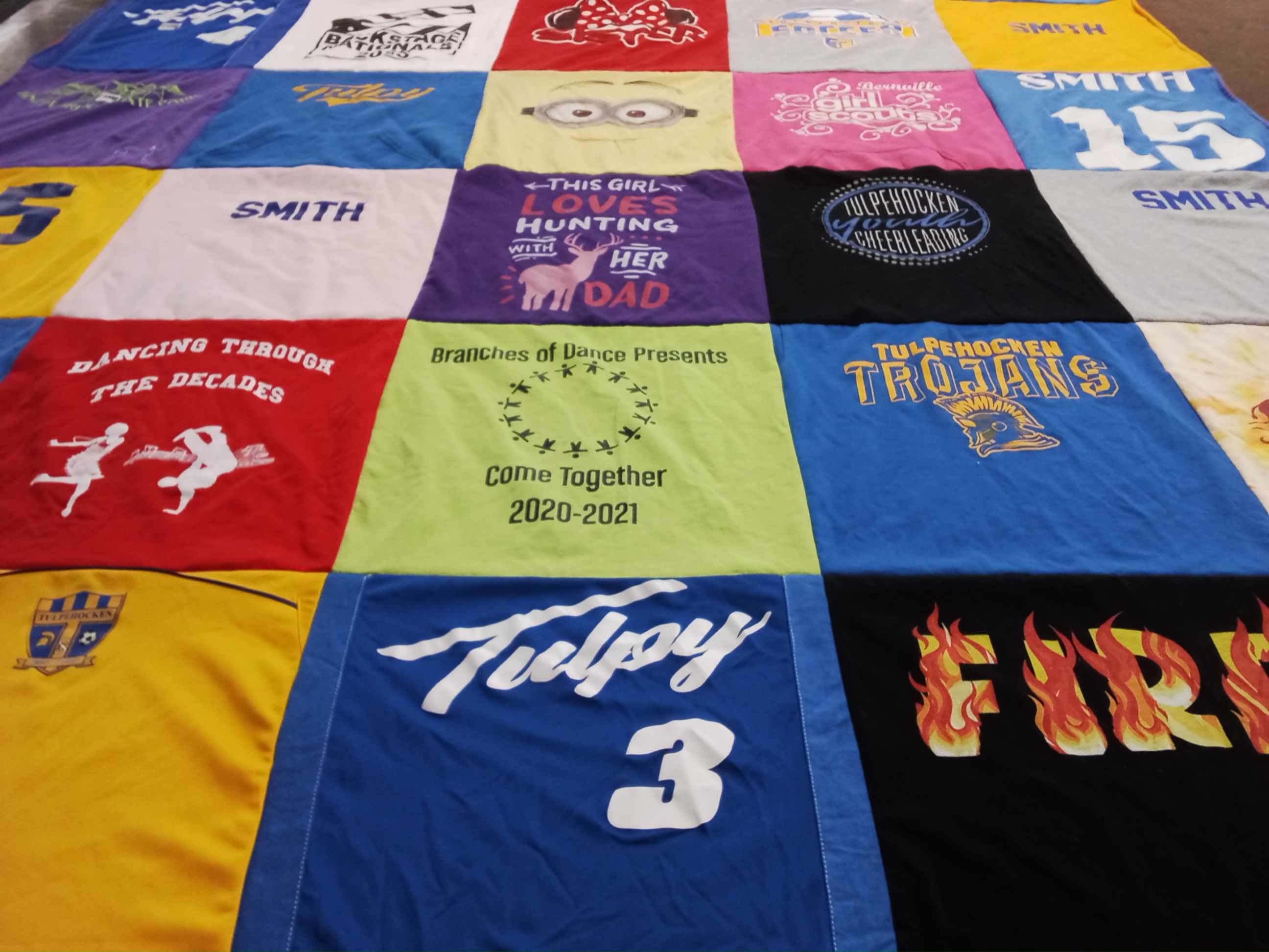 T-shirt quilt featuring tulpehocken trojans by Kimberly from PA