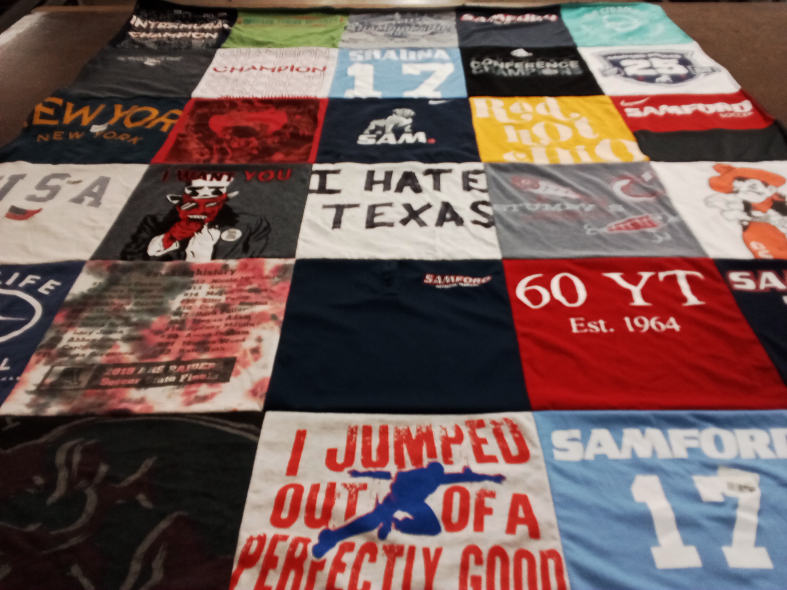 T-shirt quilt featuring samford university by Jane from GA