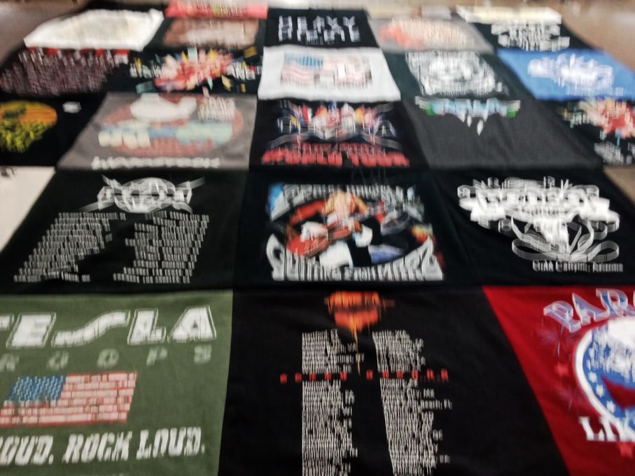 T-shirt quilt with music, concerts themes by Sally from AZ