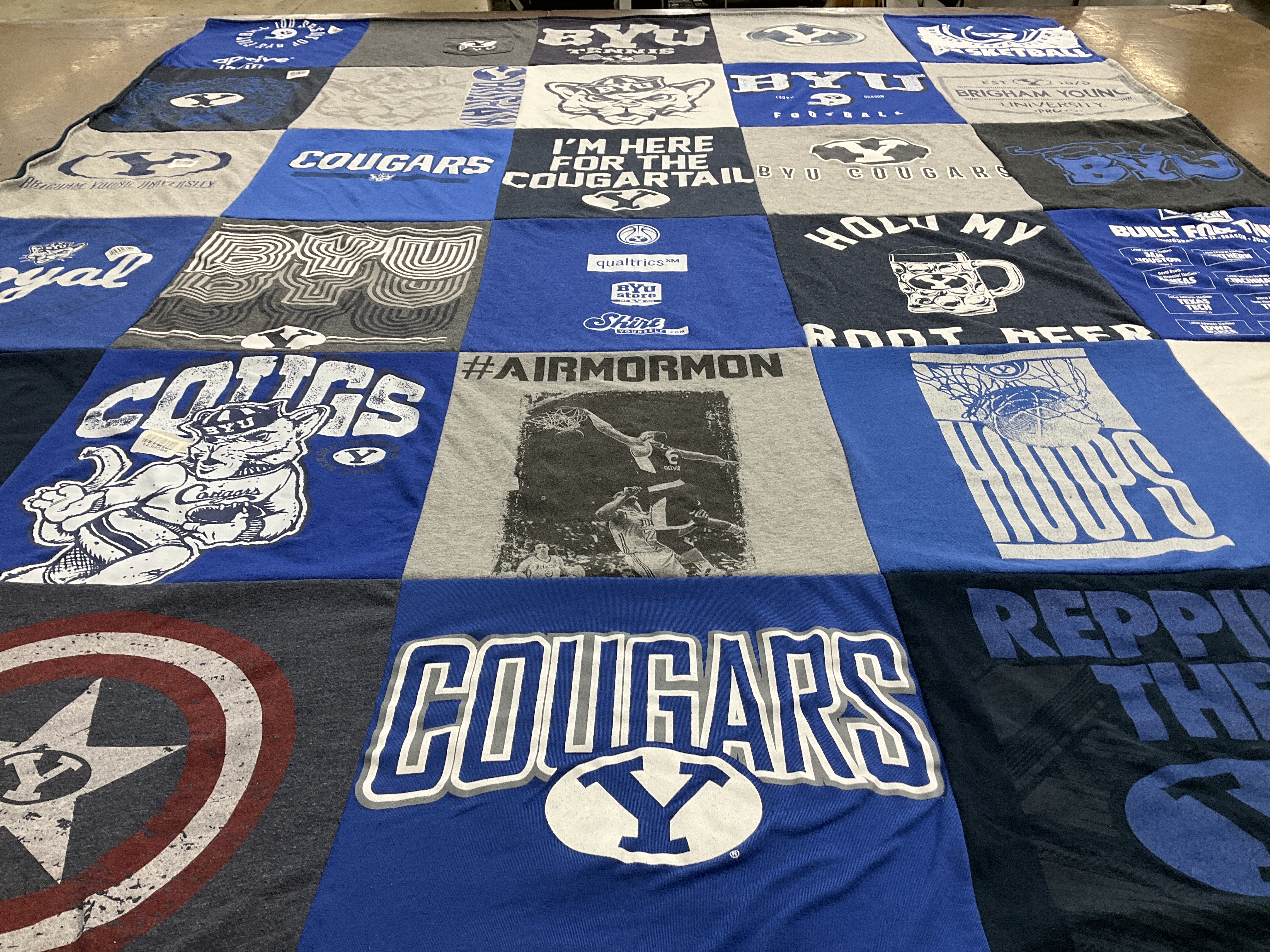T-shirt quilt featuring brigham young university cougars by Bradley from TX