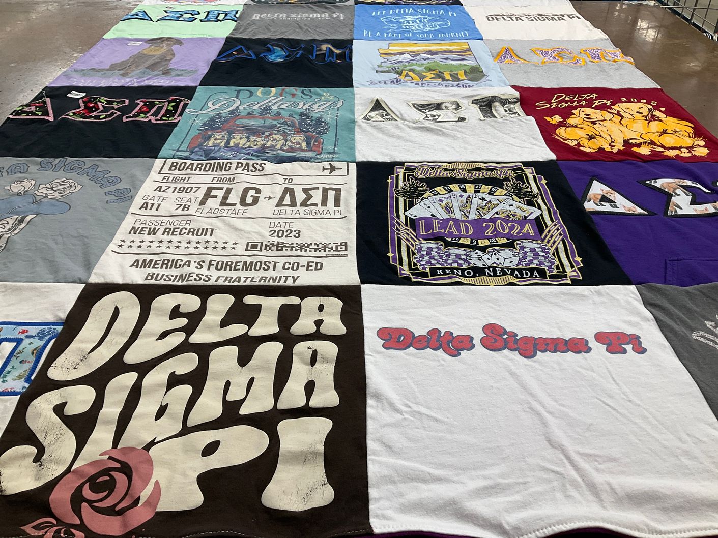 T-shirt quilt with sororities, fraternities themes by Breanna from AZ