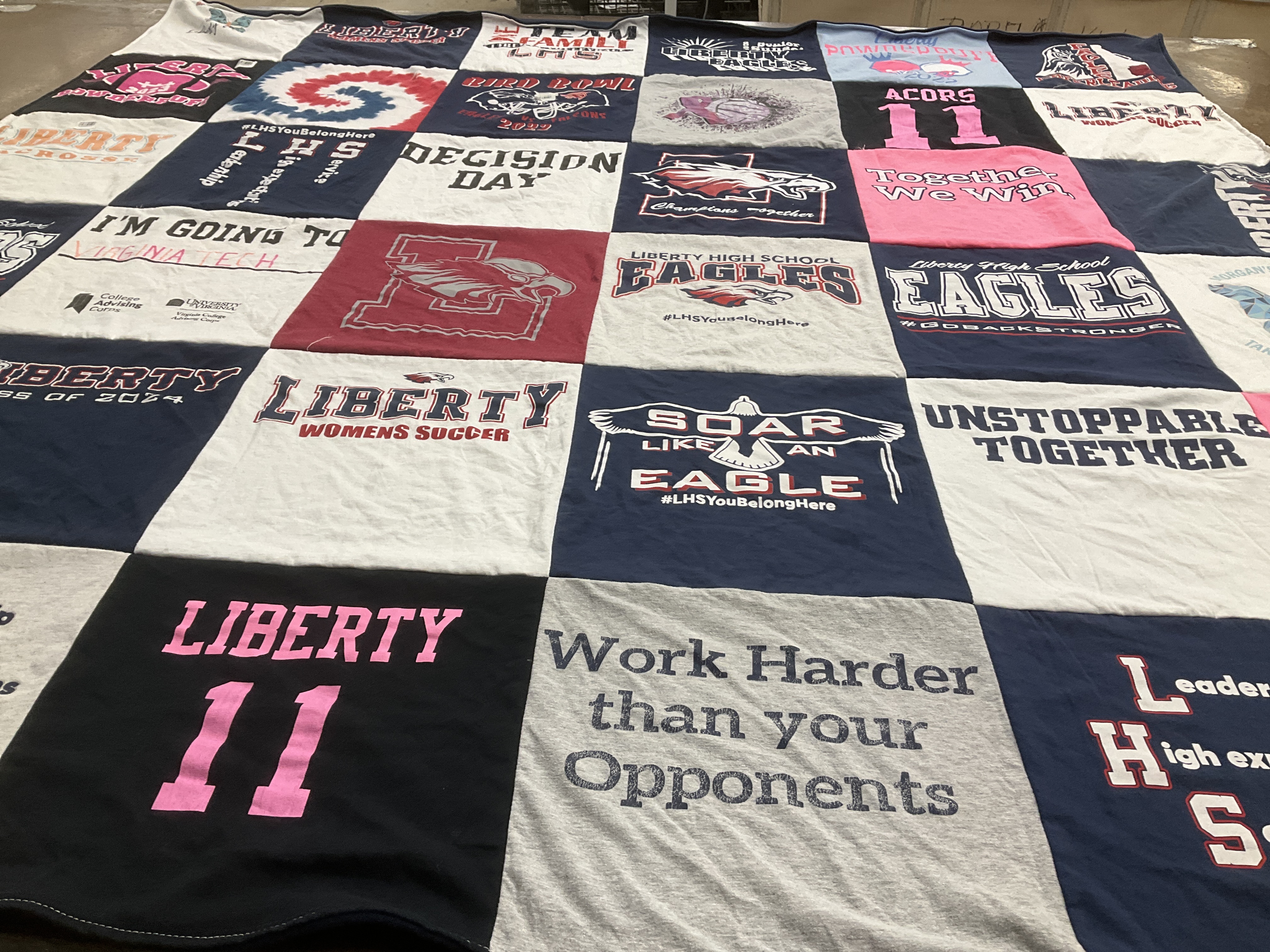 T-shirt quilt featuring liberty high school eagles by Cassidee from VA