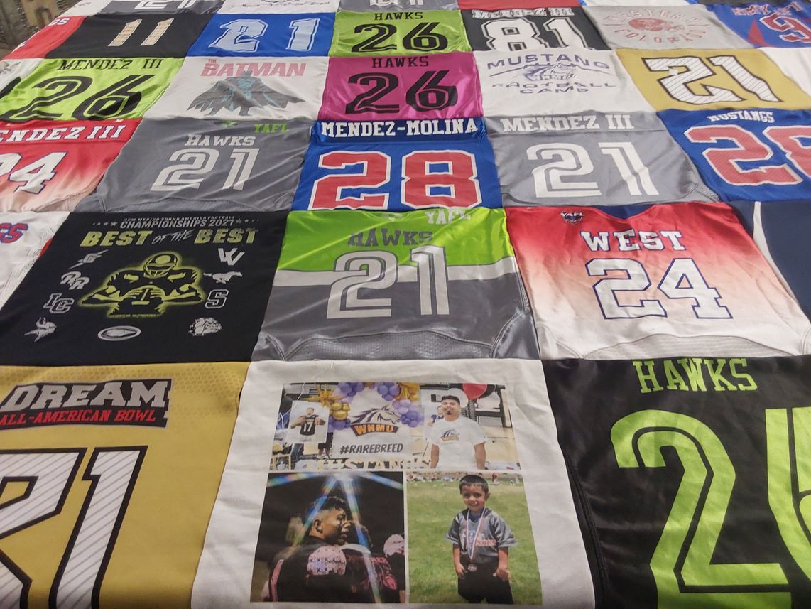 T-shirt quilt featuring hawks by Jessica from NM