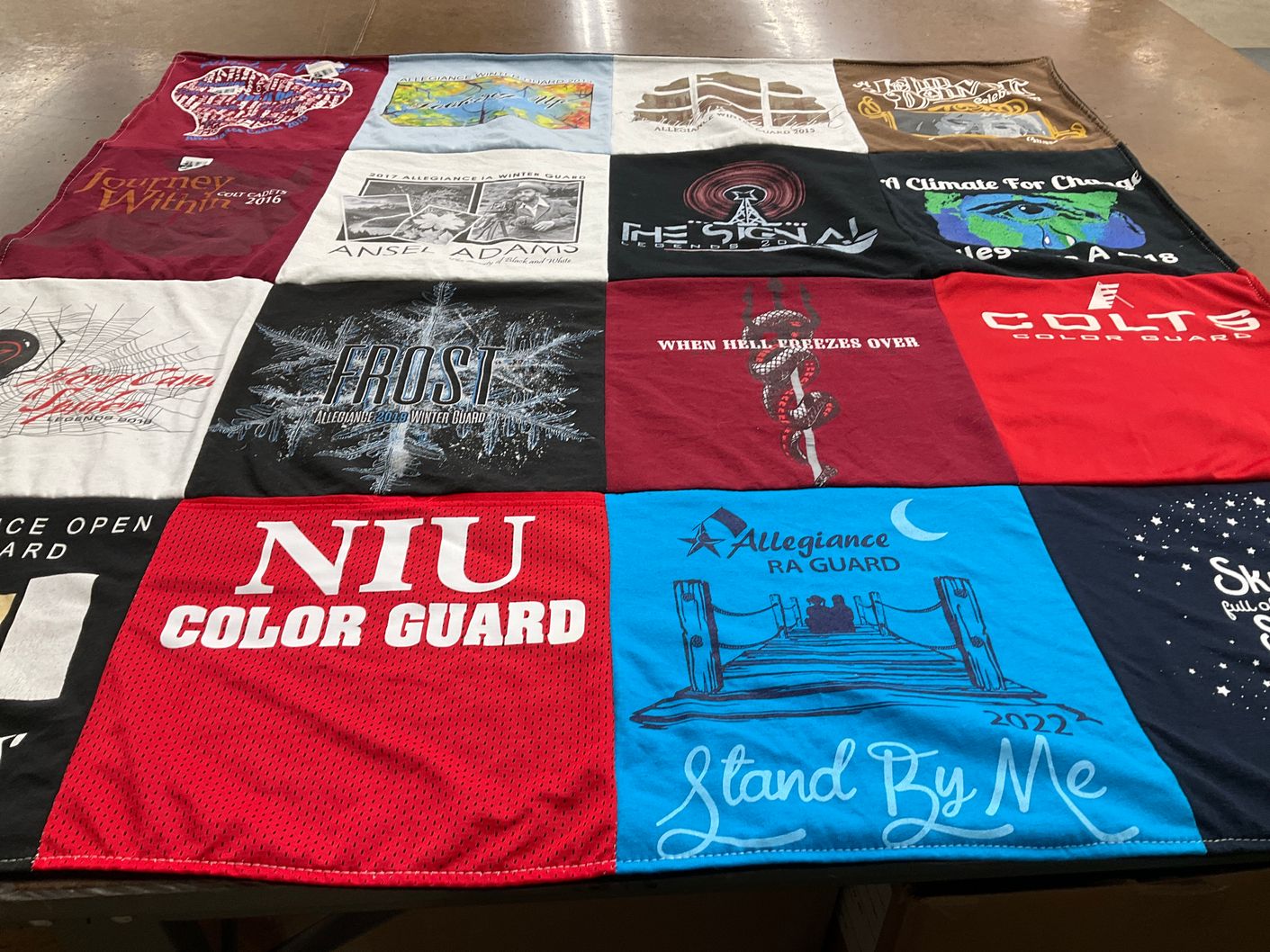 T-shirt quilt featuring color guard by Kirsten from IL
