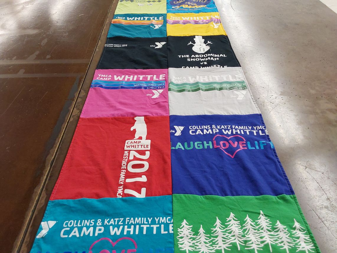 T-shirt quilt with camping, outdoor activities themes by Mita from CA