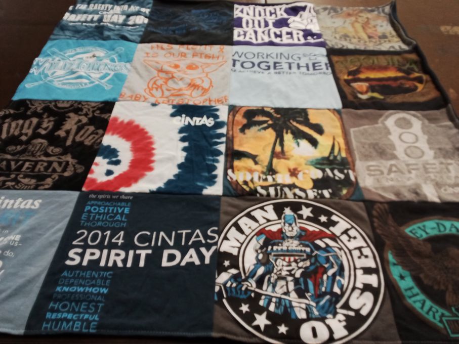 T-shirt quilt with safety, health themes by marsha from WV