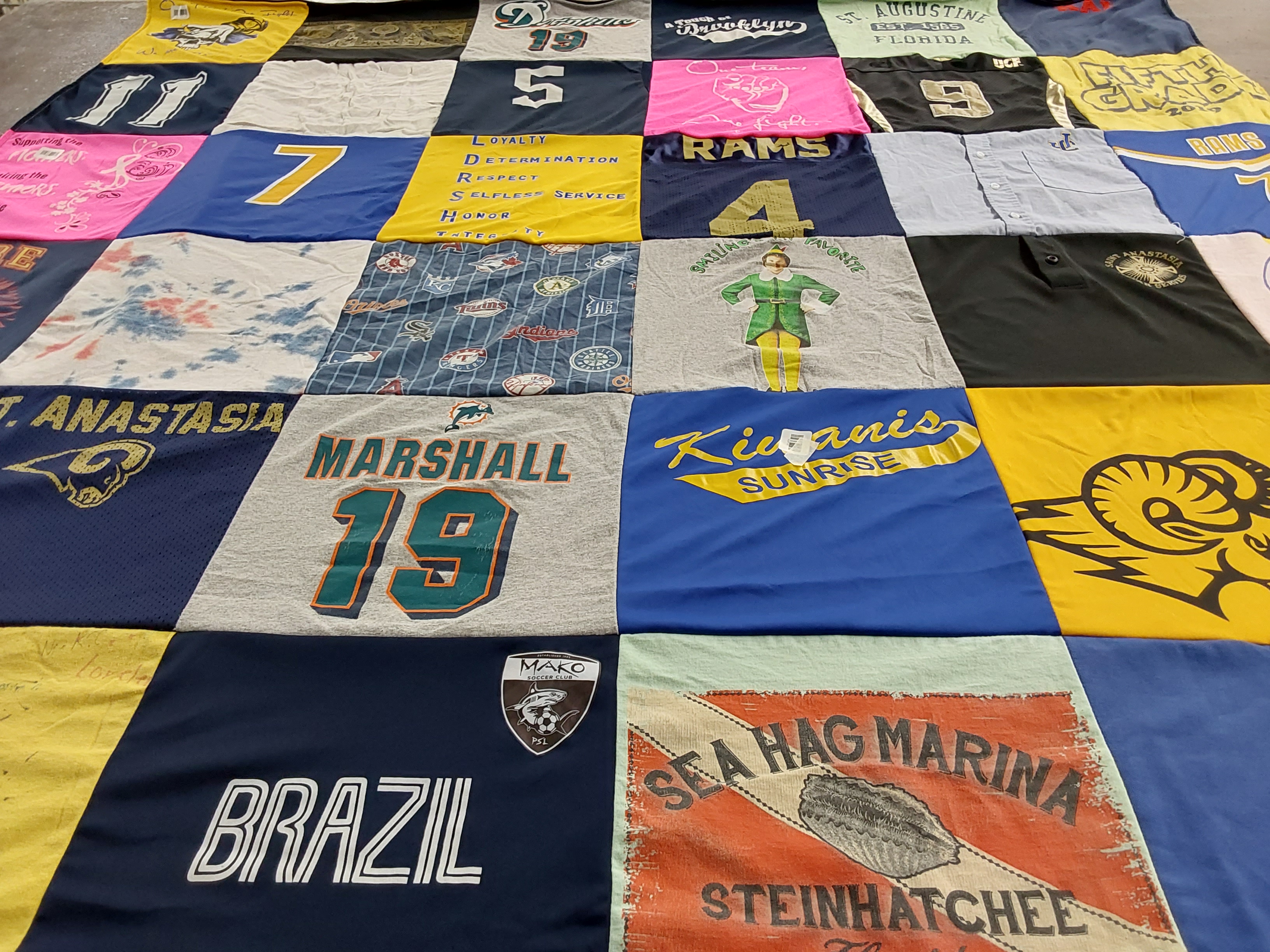 T-shirt quilt featuring miami dolphins, rams by Ali from FL