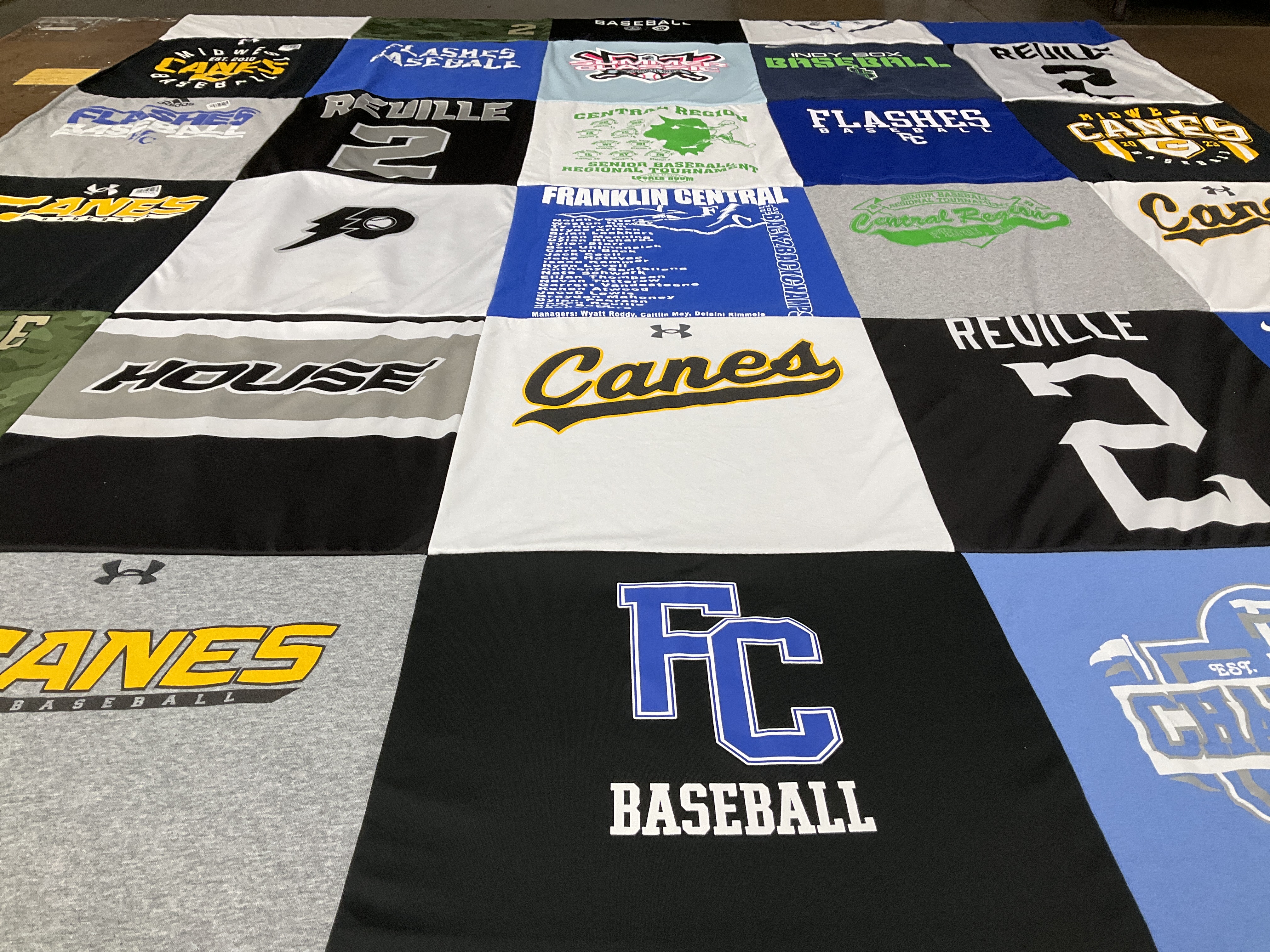 T-shirt quilt featuring franklin central high school baseball by Bethany from IN