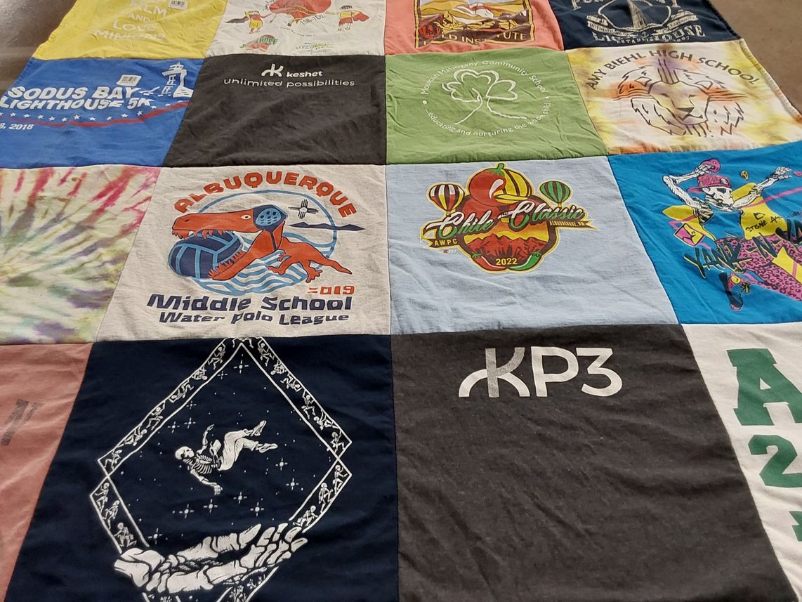 T-shirt quilt featuring albuquerque middle school water polo league by Jessica from NM