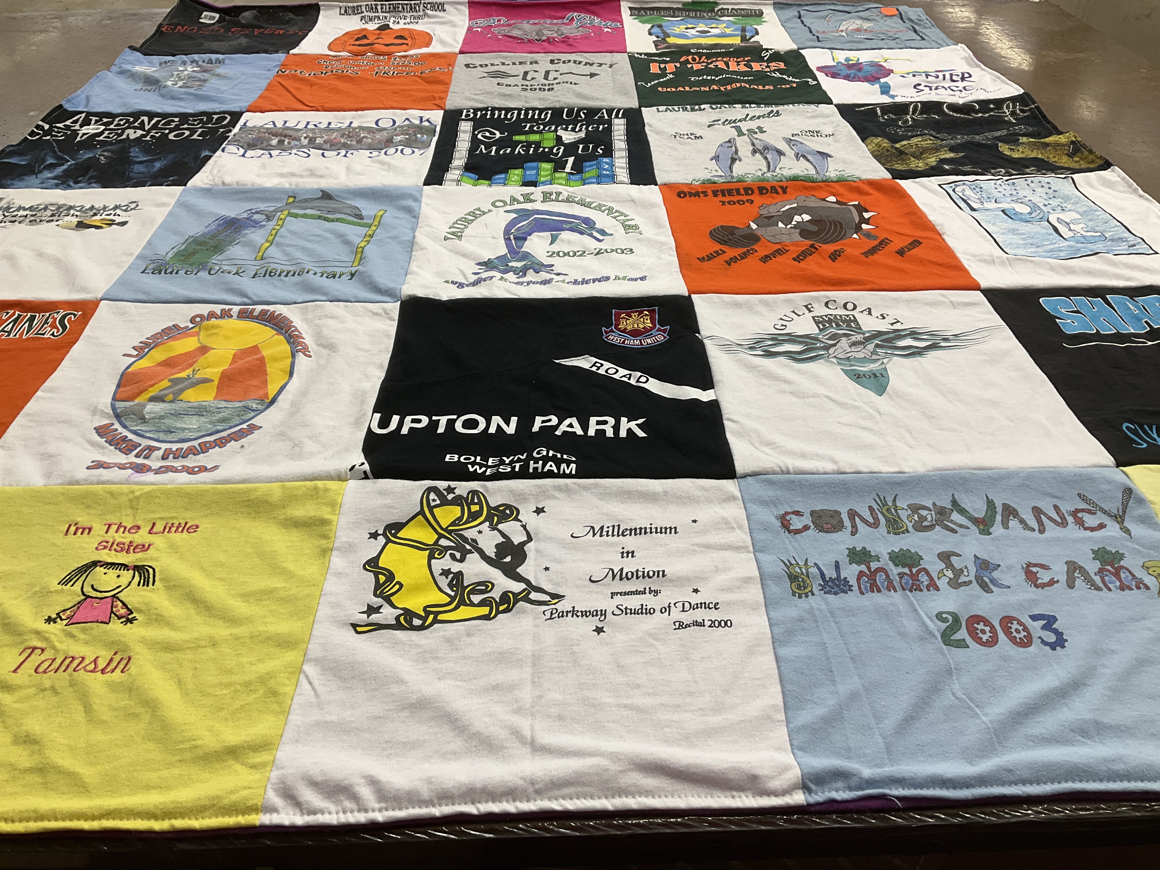 T-shirt quilt from laurel oak elementary school by Ingrid from FL