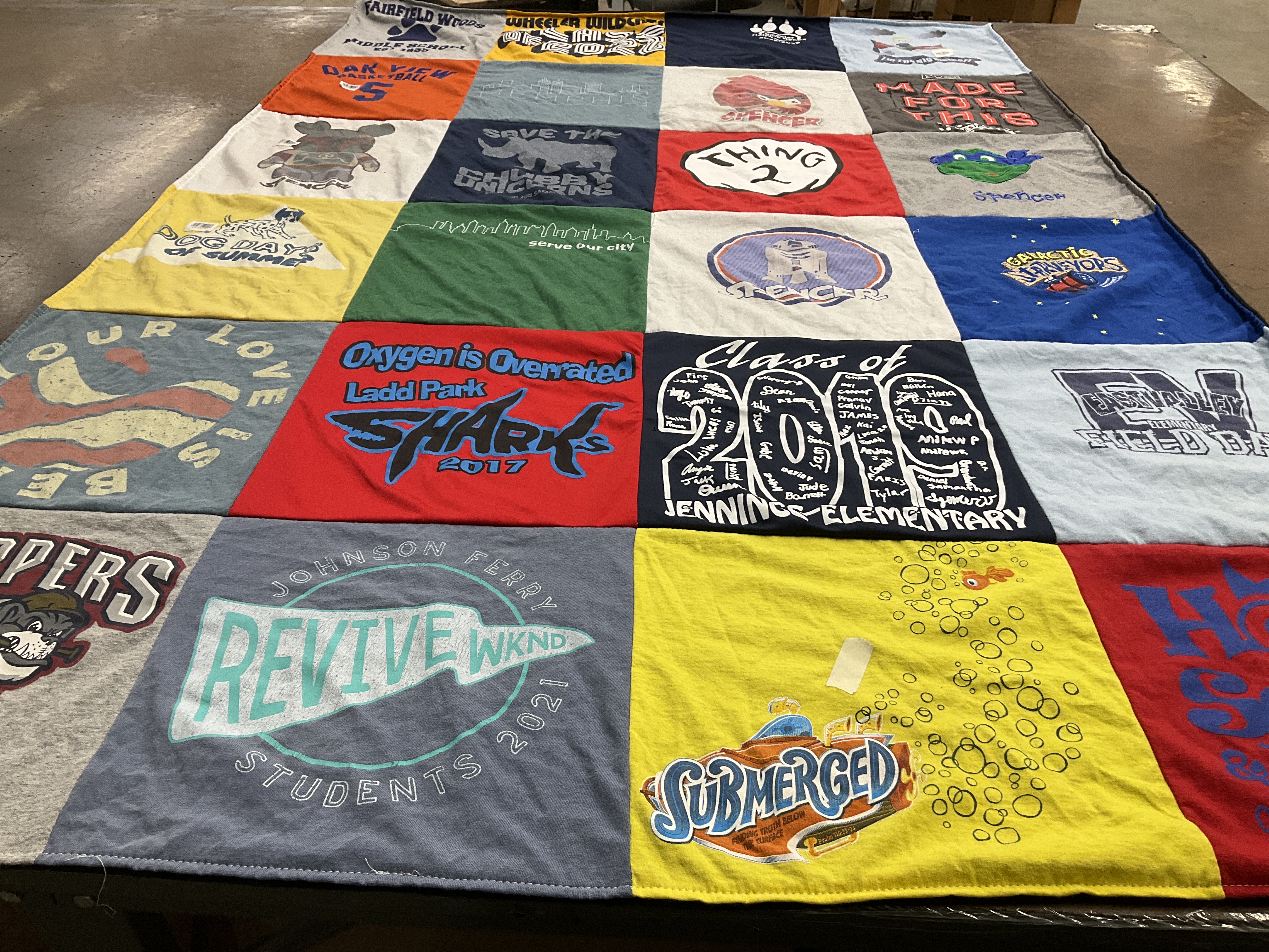 T-shirt quilt featuring sharks by Cristy from GA