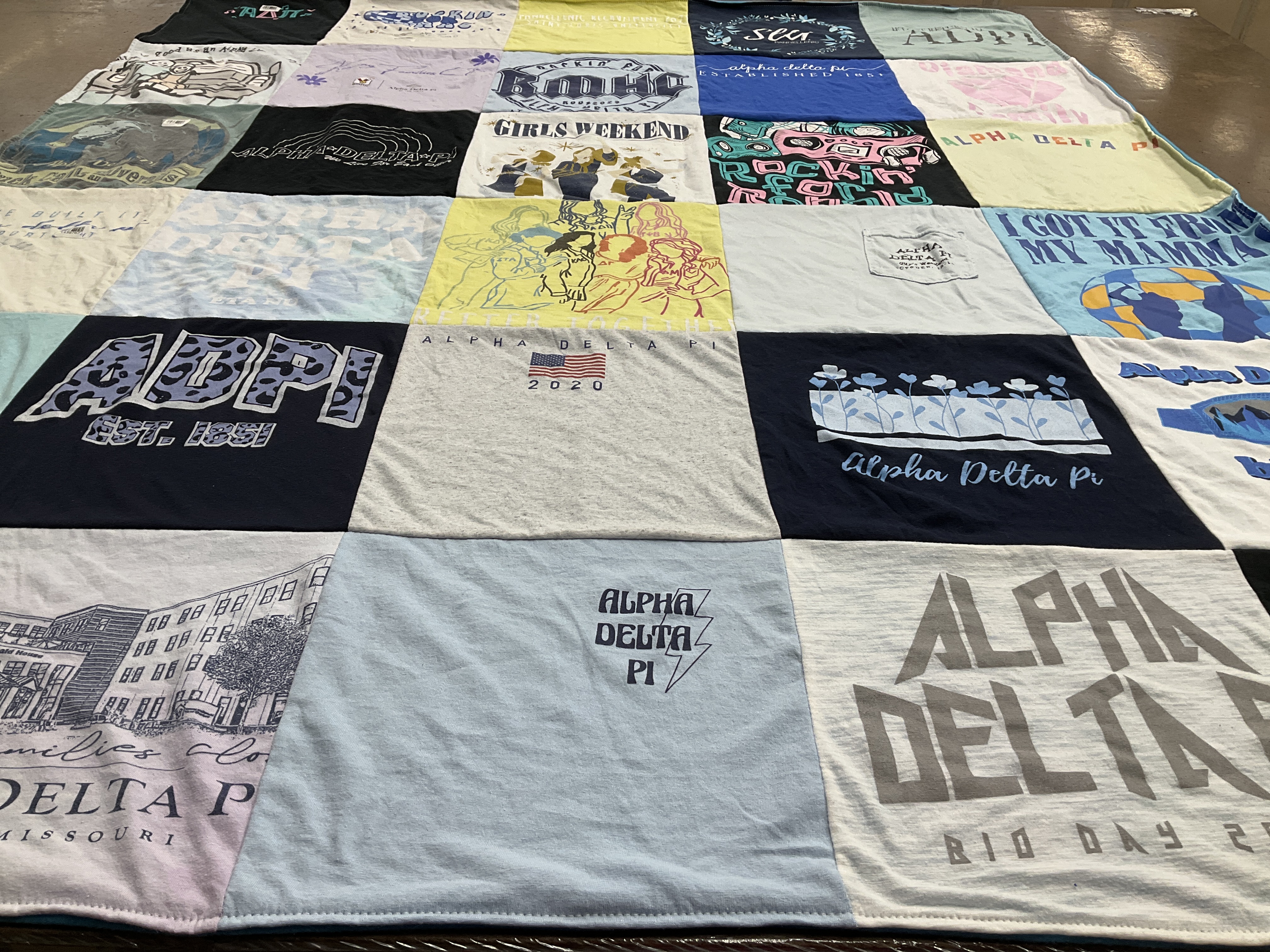 T-shirt quilt with sorority, sisterhood themes by Lauren from IL