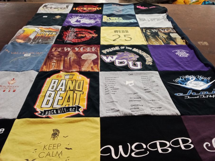 T-shirt quilt from webb university, sun valley high school by Dee from NC