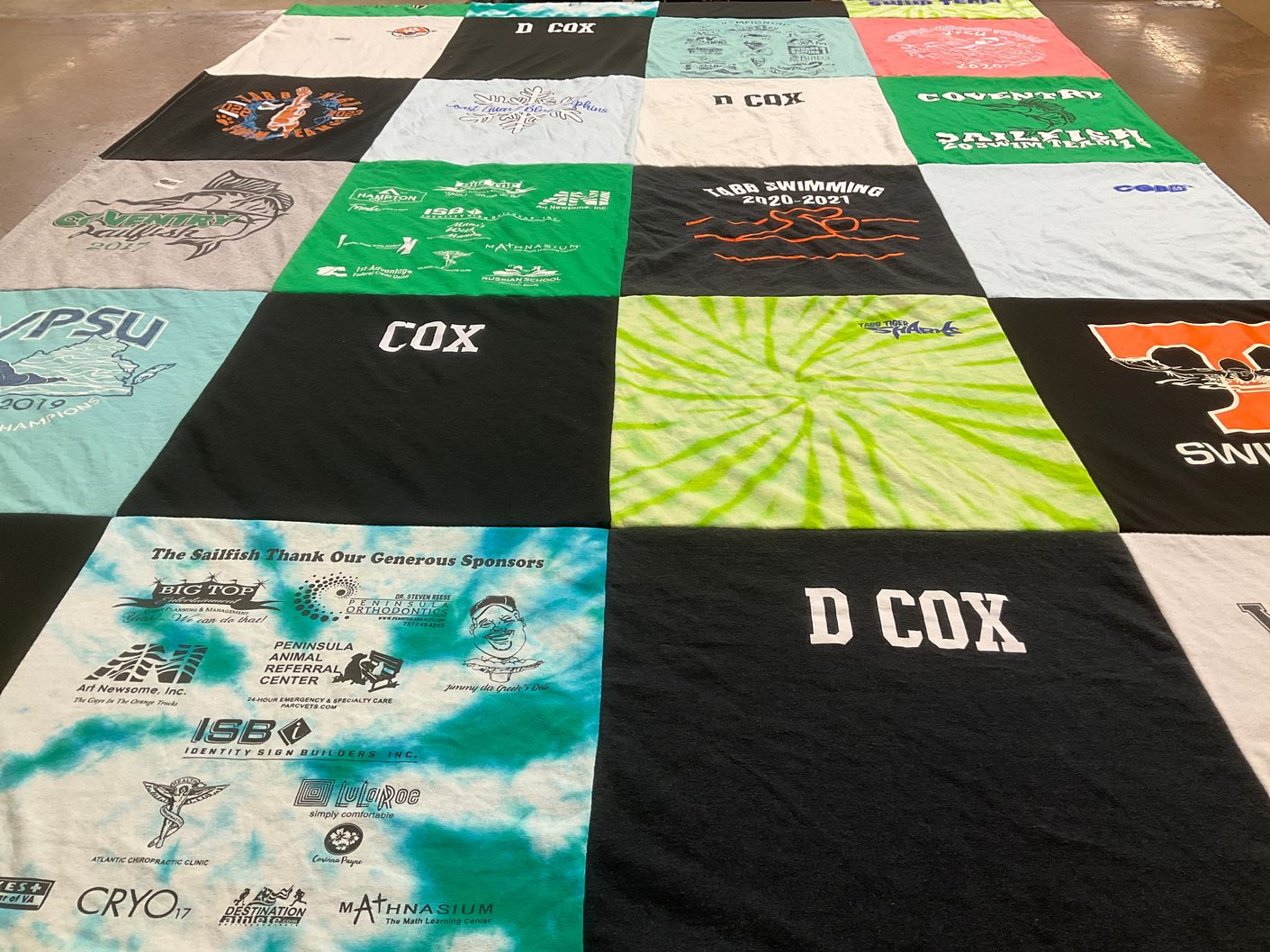 T-shirt quilt featuring tabb swimming by Heidi from VA