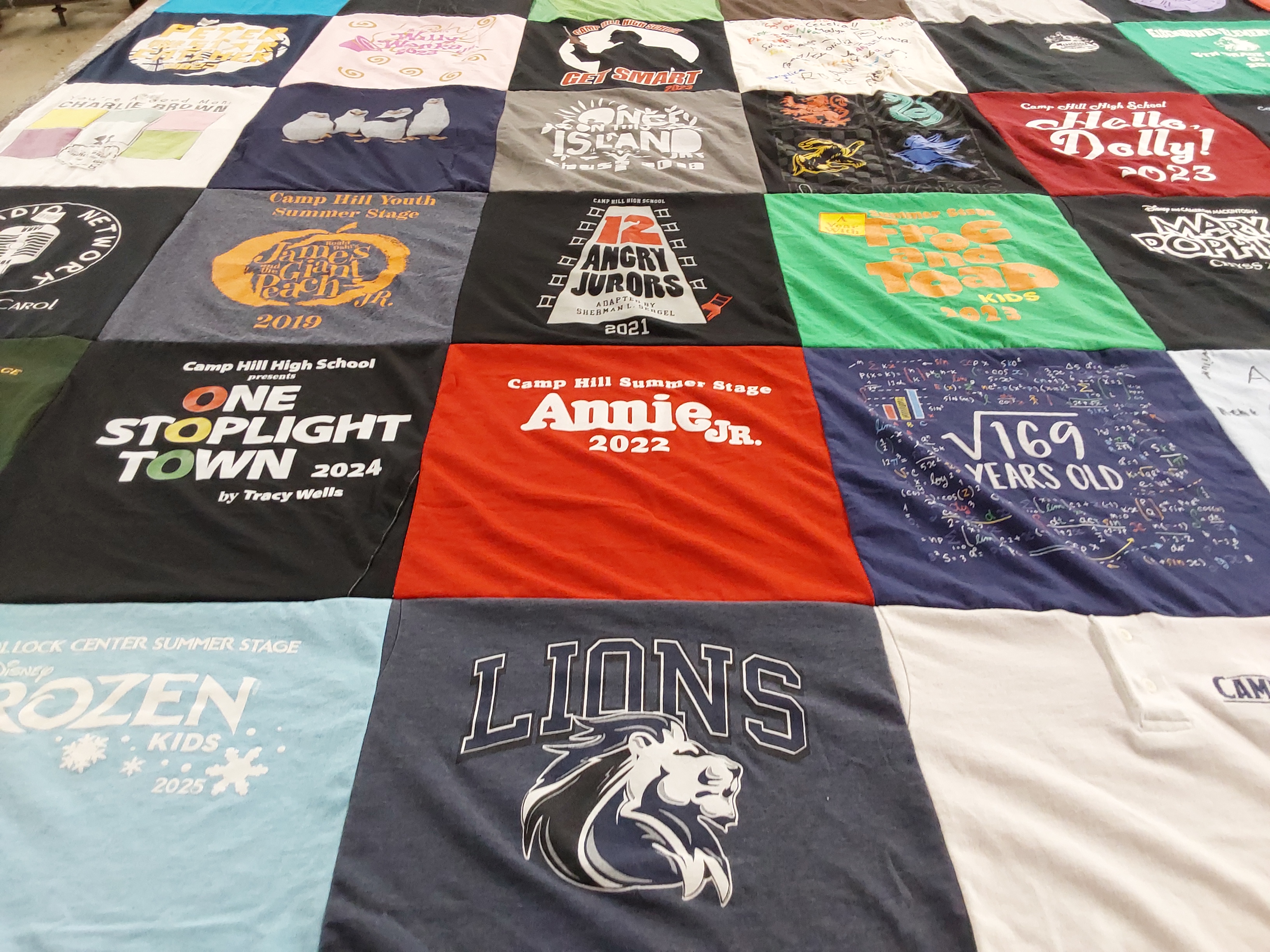 T-shirt quilt featuring camp hill high school lions by Tammy from PA