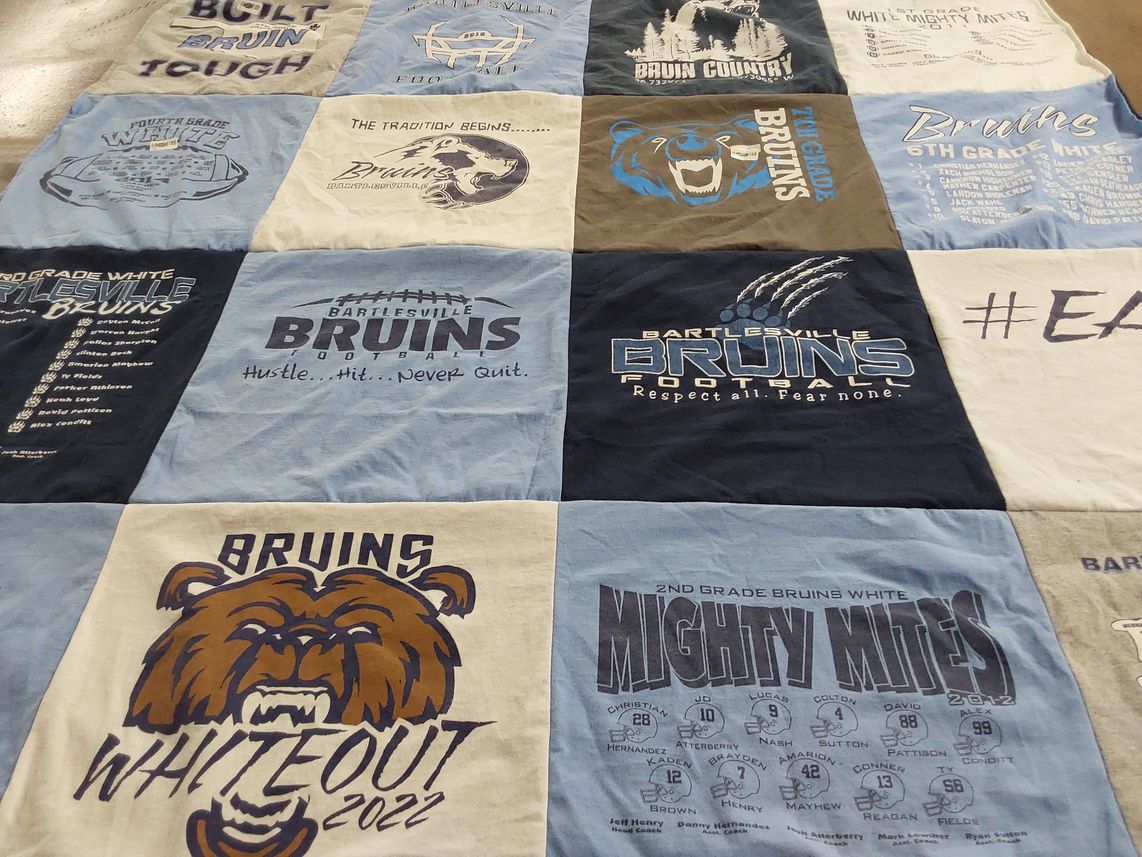 T-shirt quilt featuring bartlesville bruin football by Rebecca from OK