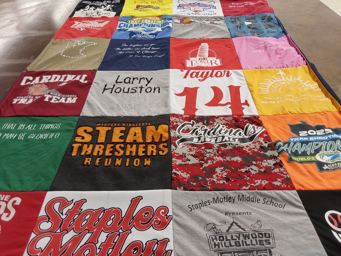 T-shirt quilt featuring staples-motley high school trap team, cardinals baseball by Nicole from MN