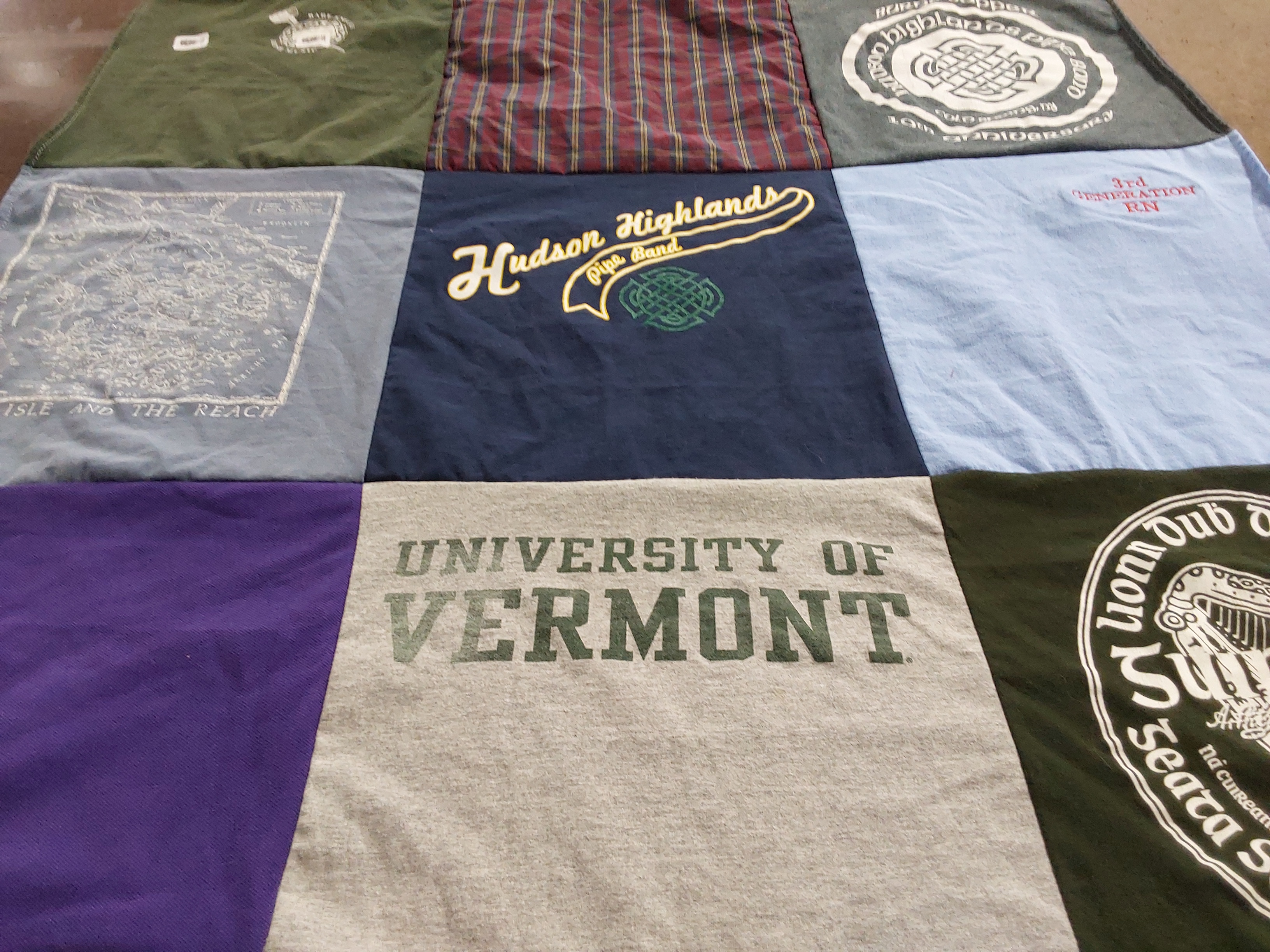 T-shirt quilt from university of vermont by Ruth from MD