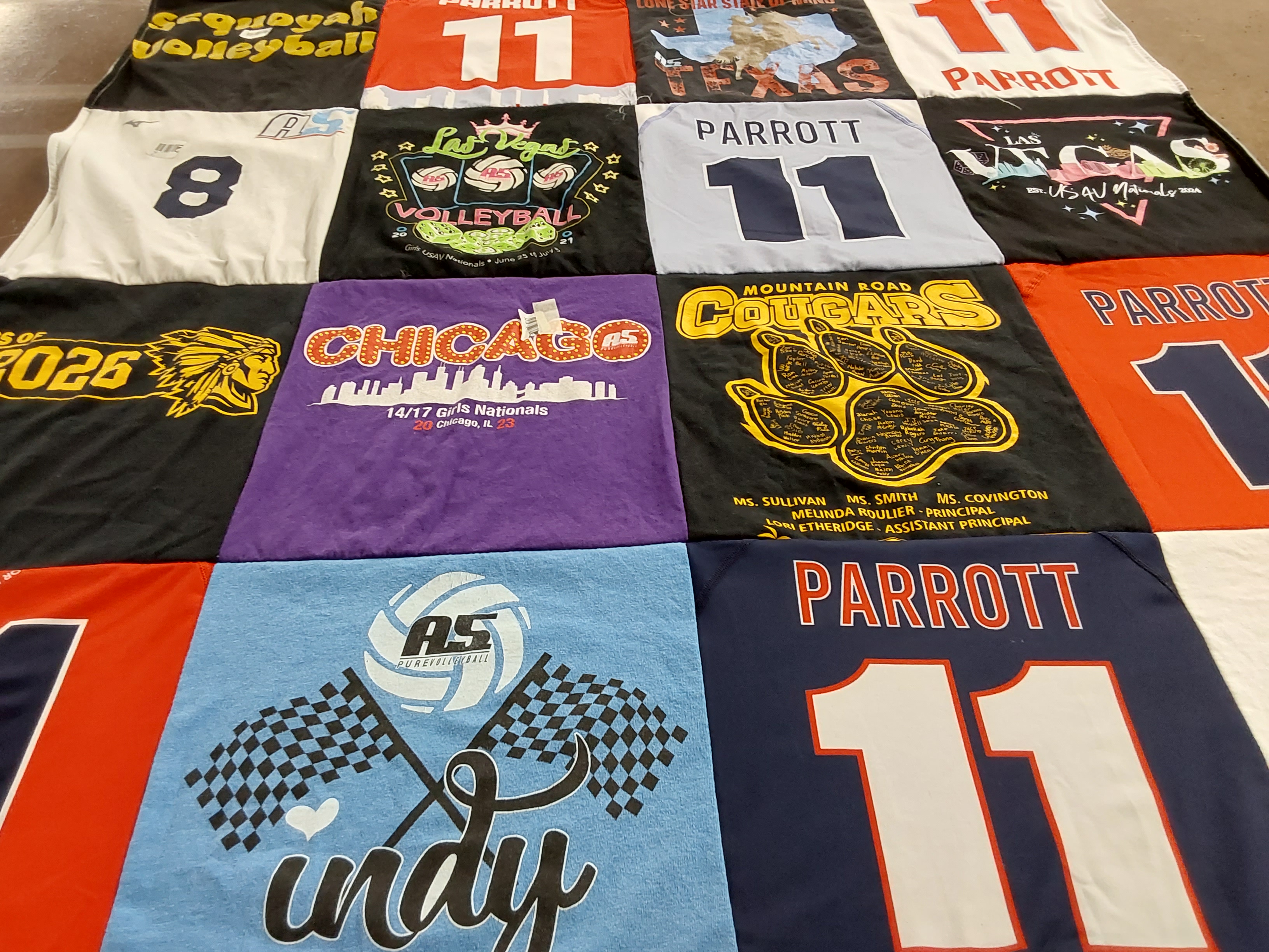 T-shirt quilt from mountain road school by Melanie from GA