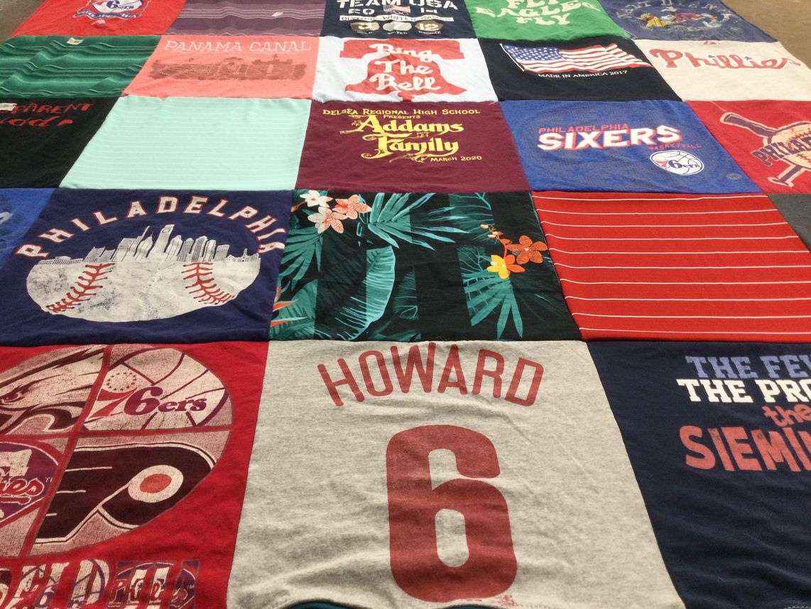 T-shirt quilt featuring philadelphia phillies, philadelphia sixers by Jennifer from NJ