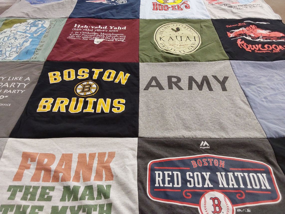 T-shirt quilt featuring boston bruins, boston red sox by Alison from NH