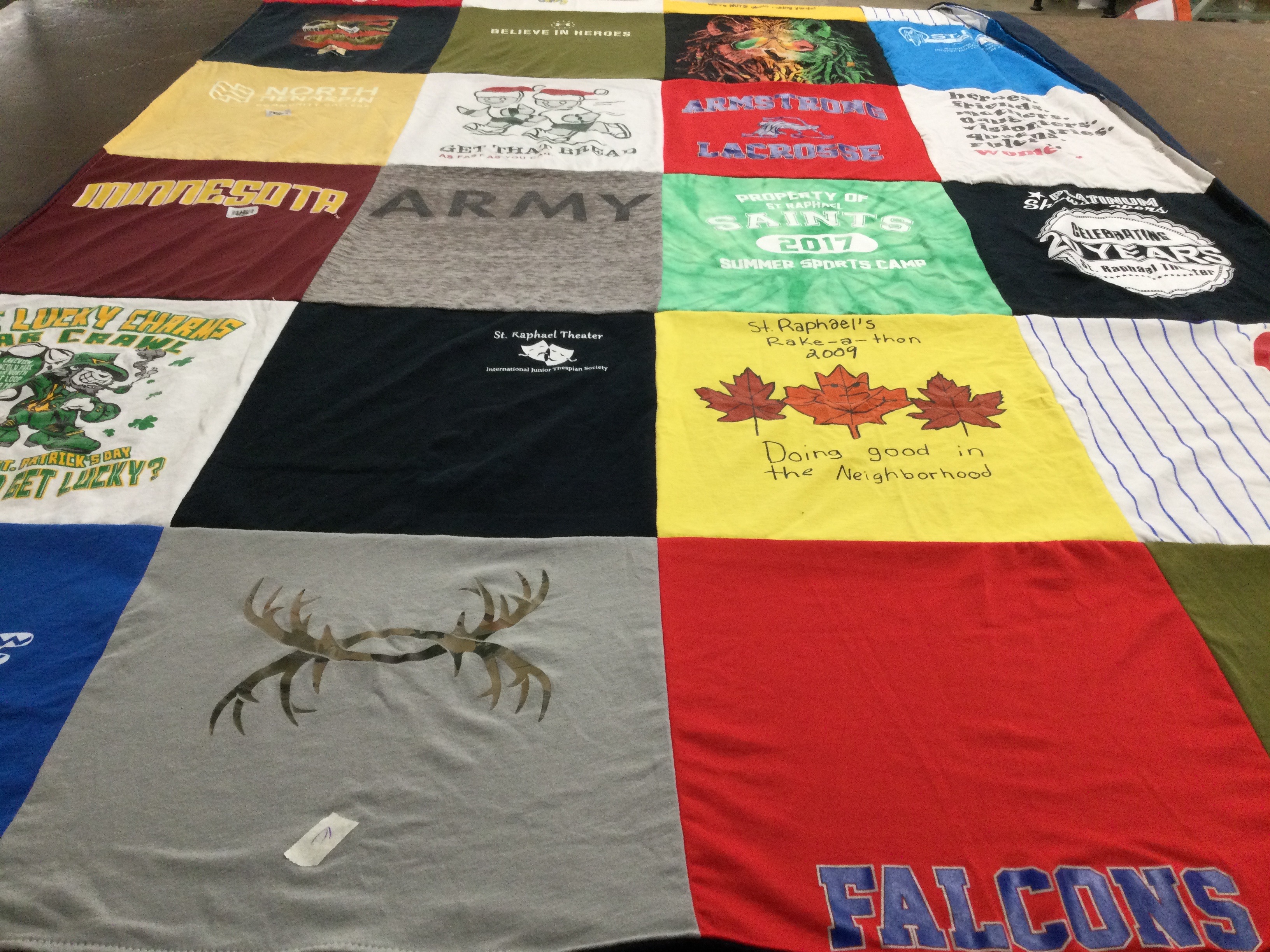 T-shirt quilt featuring armstrong high school lacrosse, falcons by Sharon from MN
