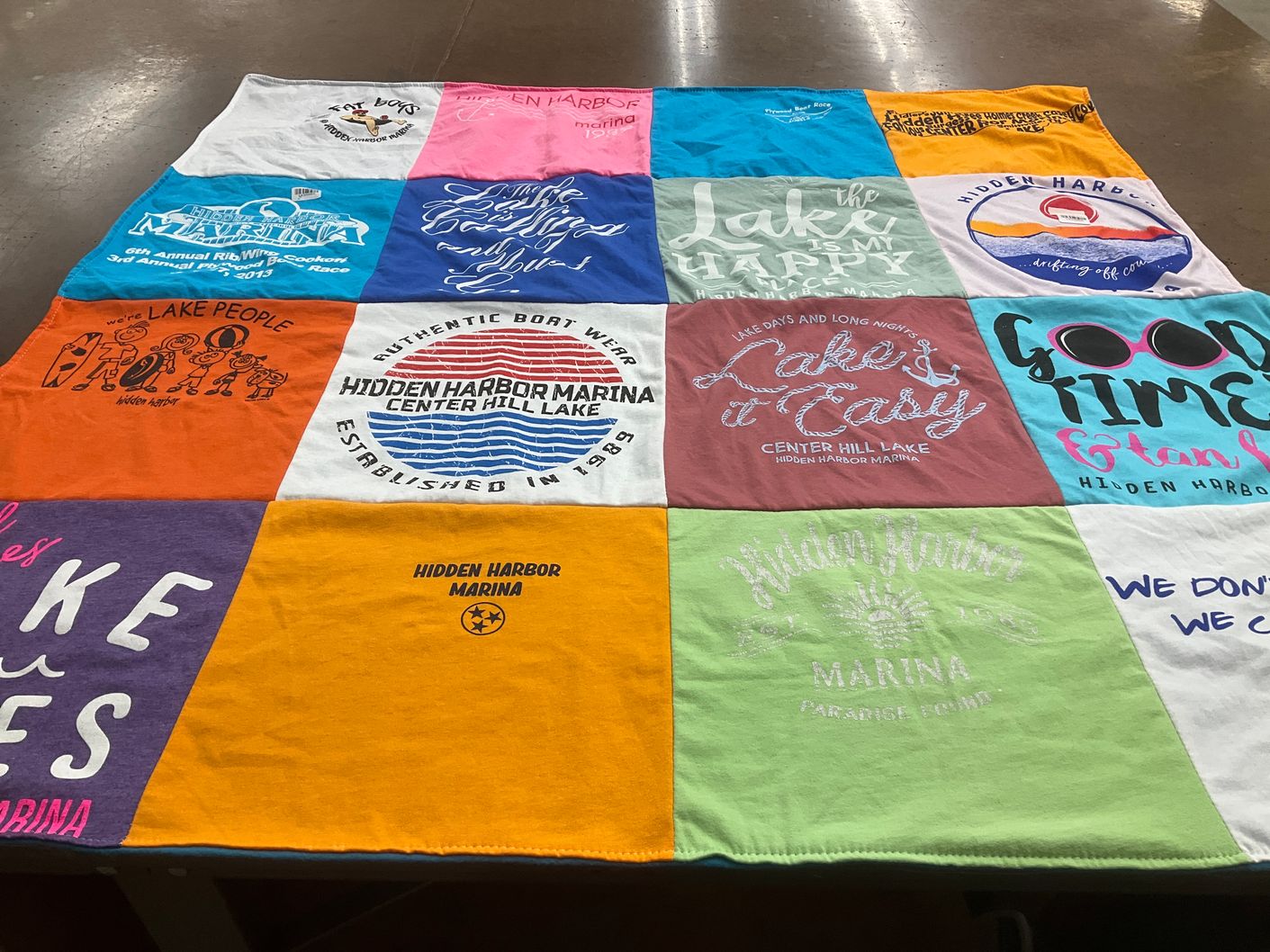 T-shirt quilt with boating, water activities themes by Stacey from TN