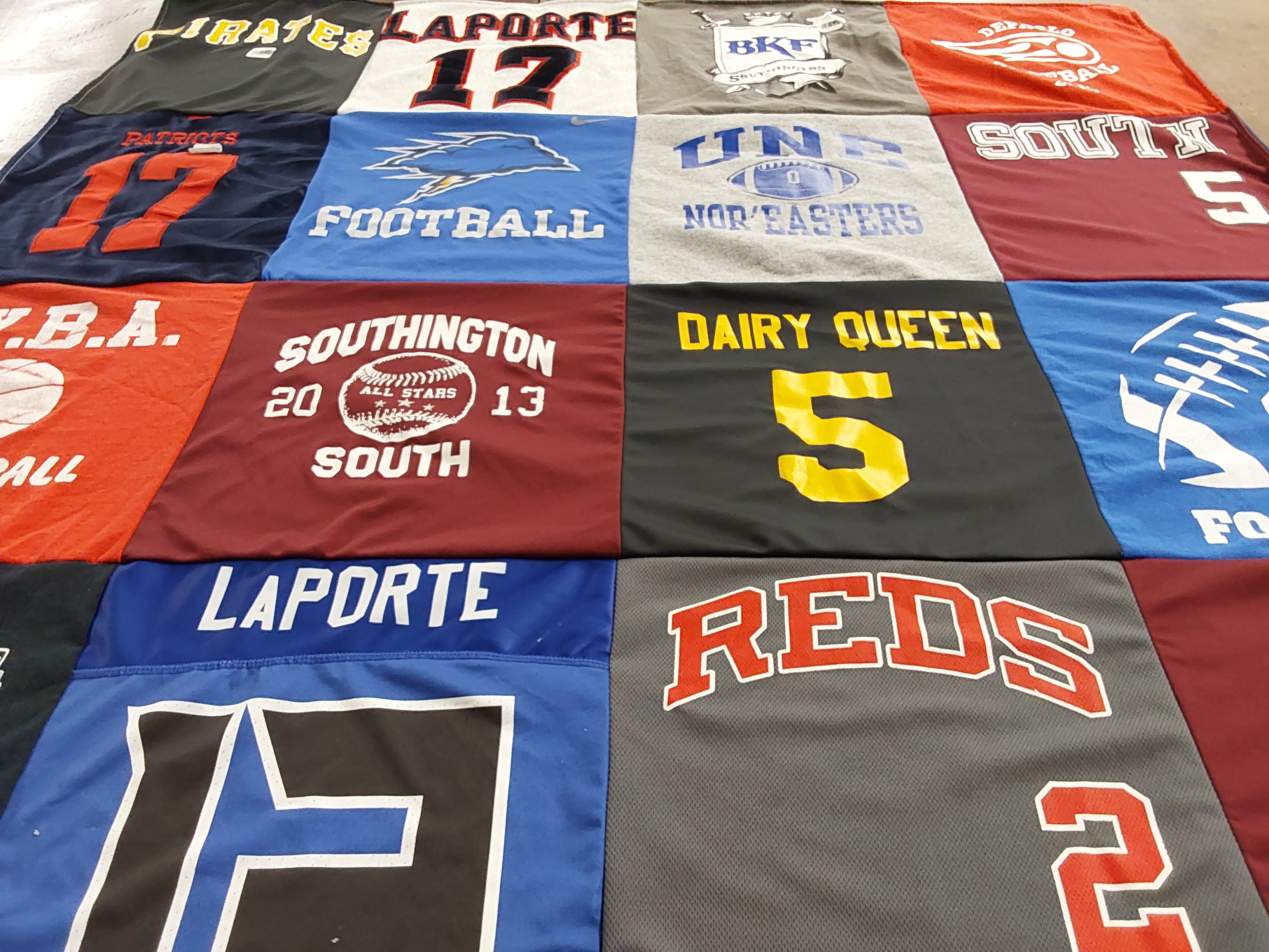 T-shirt quilt featuring patriots, south high school by Kimberly from ME