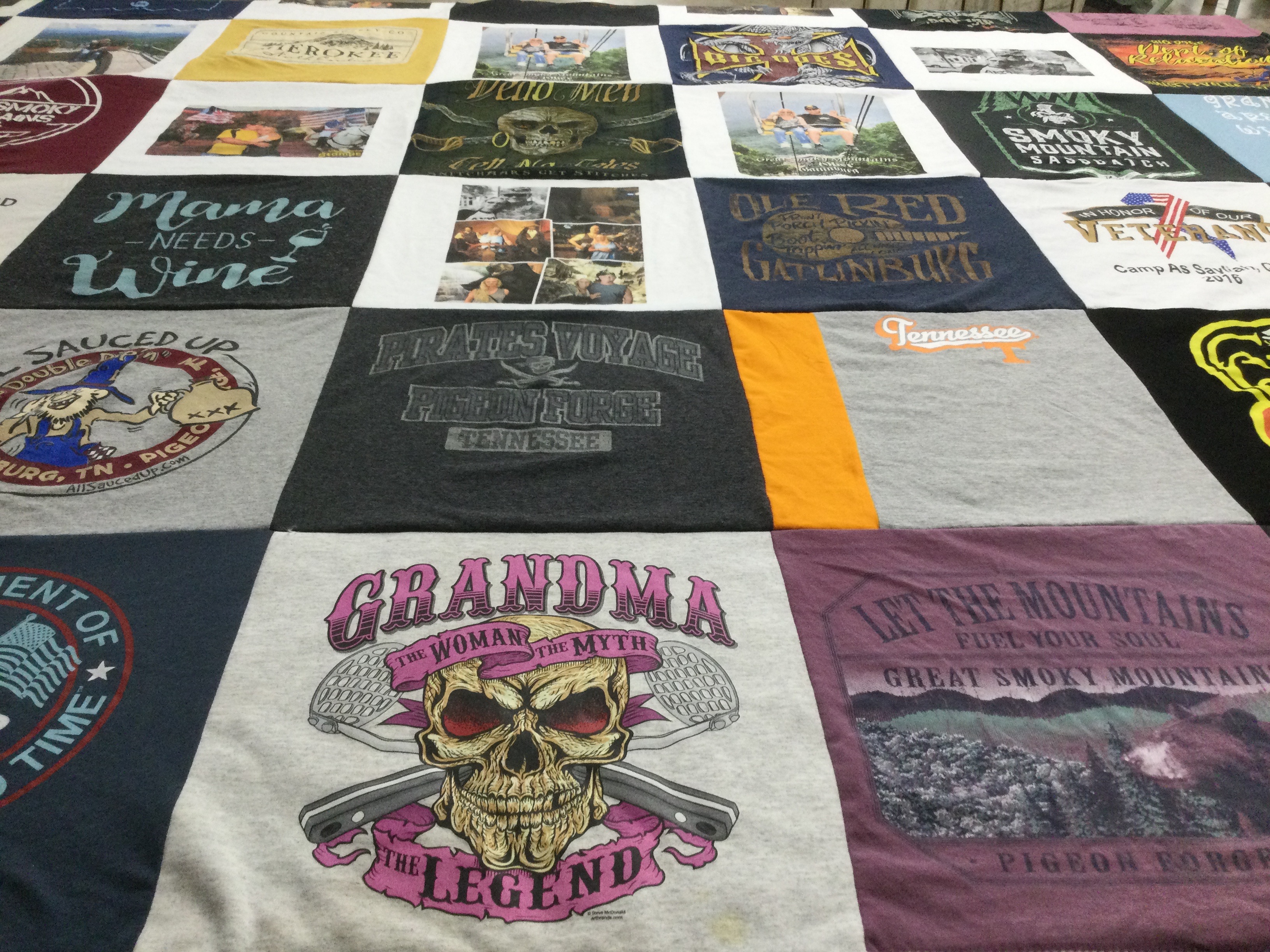 T-shirt quilt with wine, pirates themes by William from VA