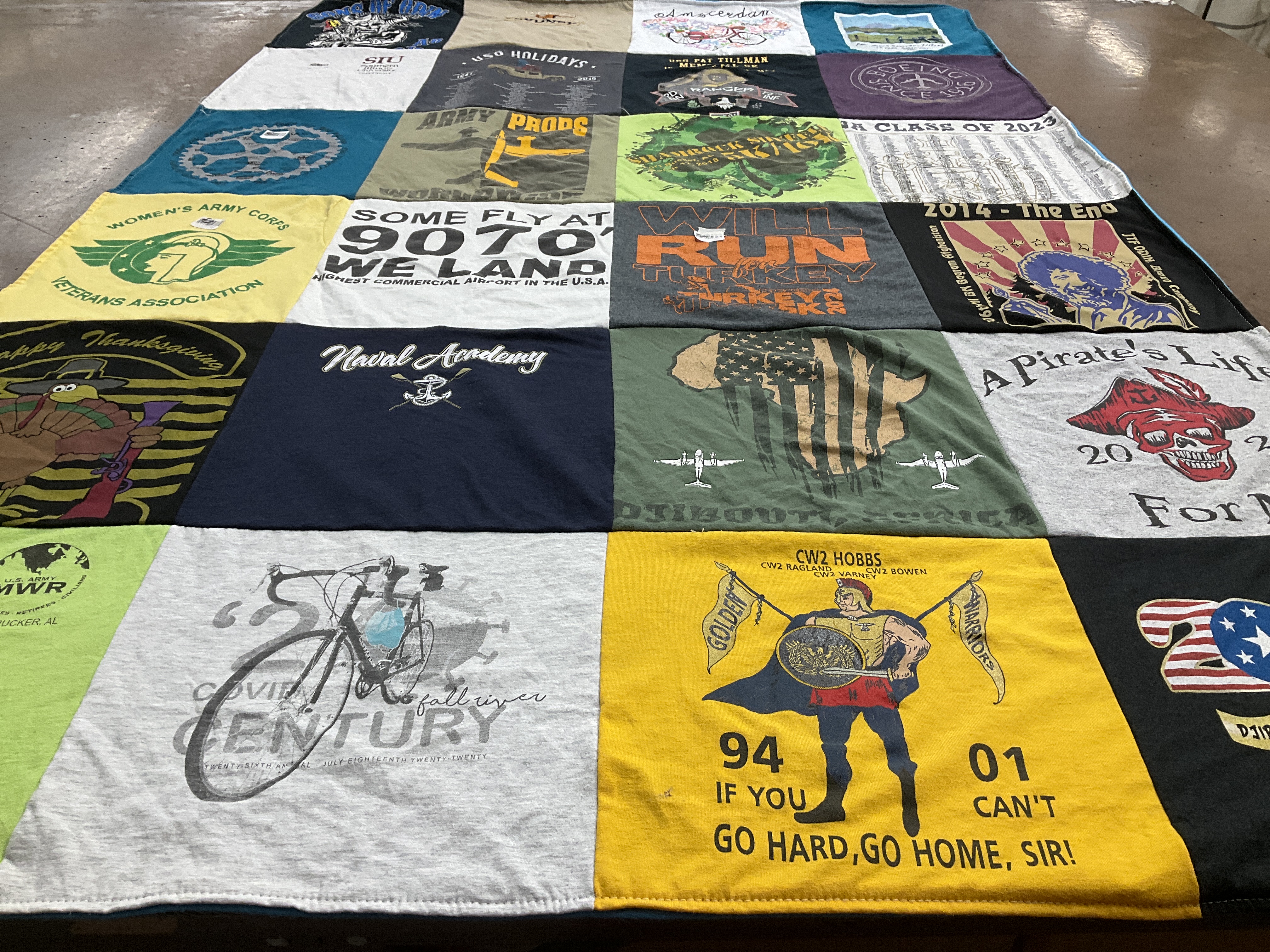 T-shirt quilt from naval academy by Ann from CA