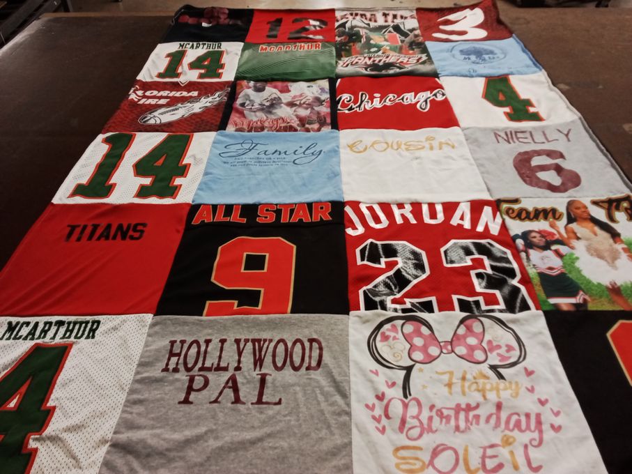T-shirt quilt featuring florida fire, chicago panthers by Sheila from FL