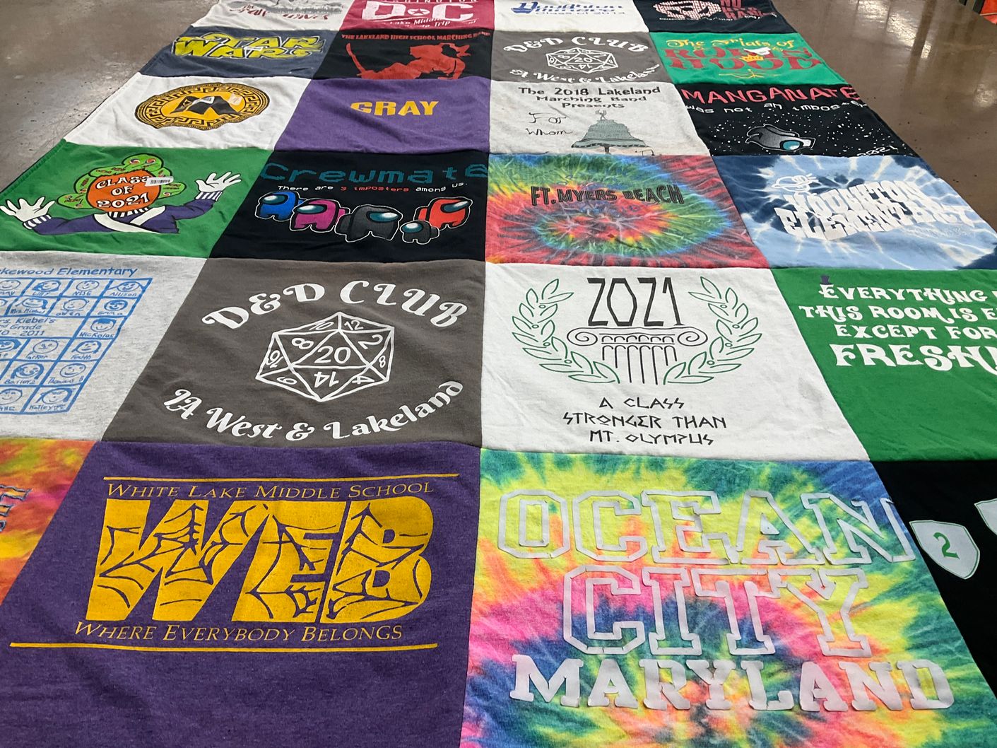 T-shirt quilt from white lake middle school by Alicia from MI
