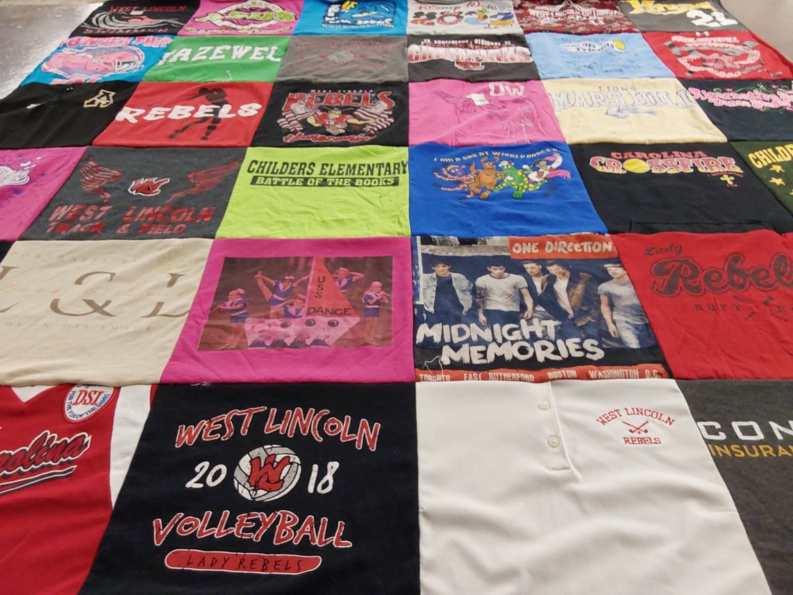 T-shirt quilt featuring west lincoln high school volleyball team by Lori from NC