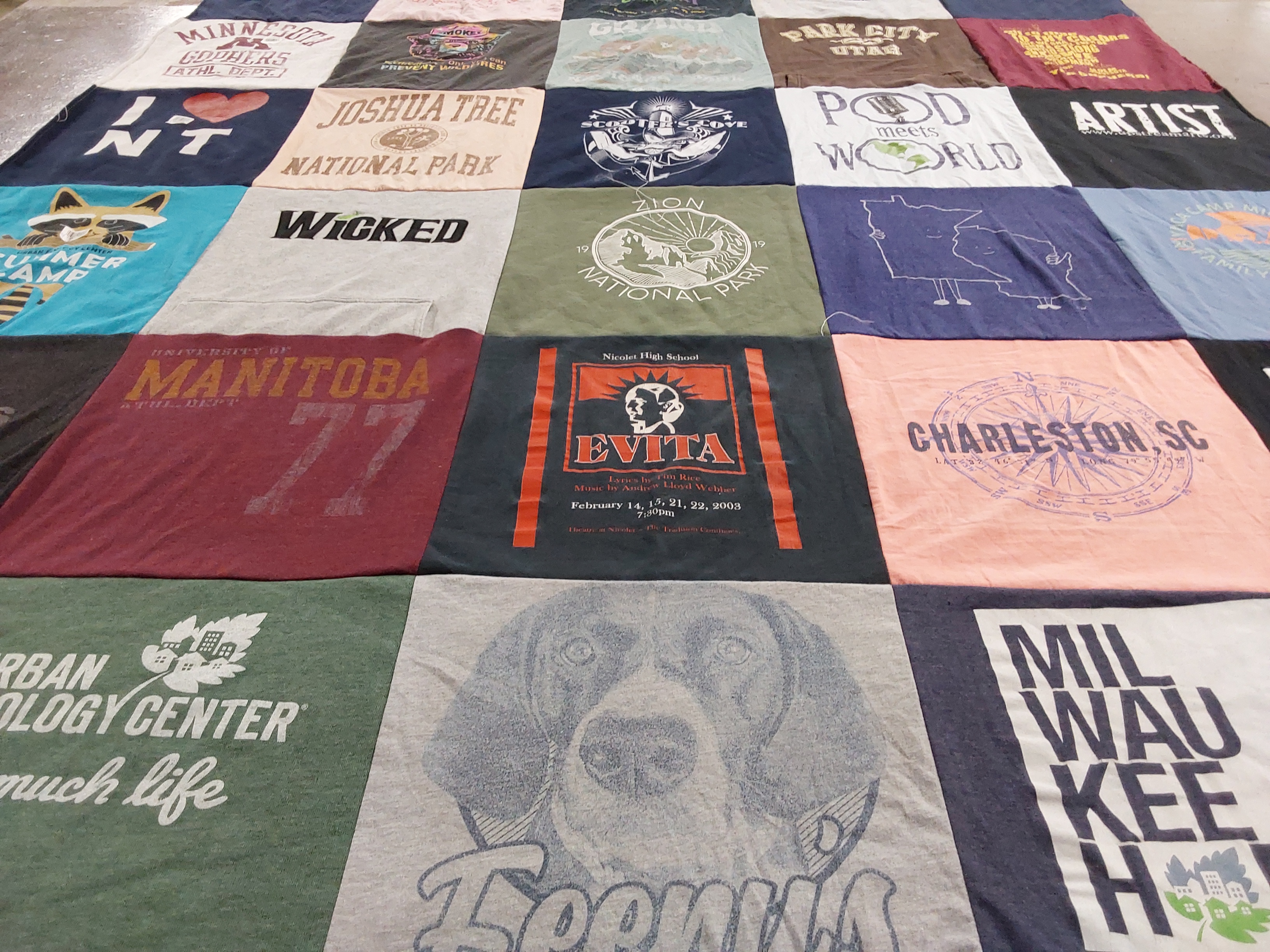 T-shirt quilt from university of manitoba by Gillian from WI